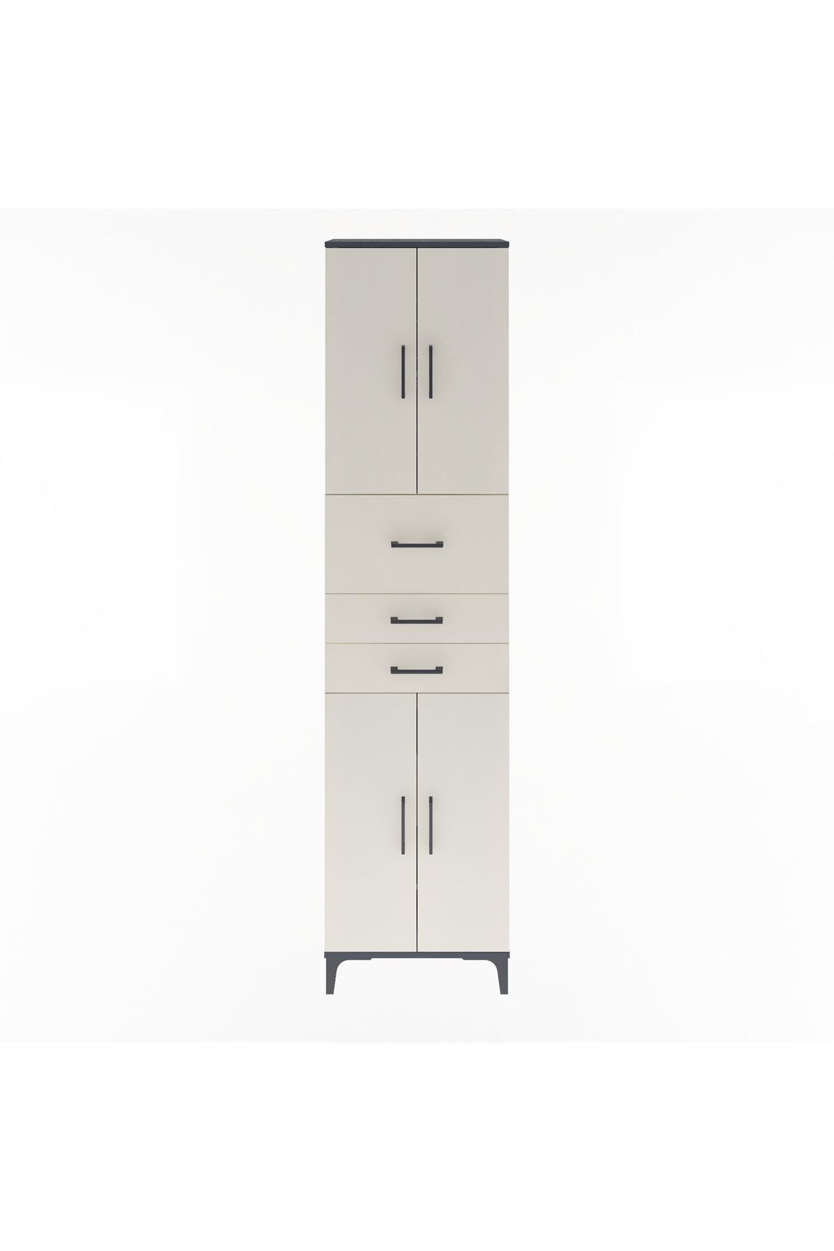 Arges Dolap 4 Raflı 3 Çekmeceli 4 Kapaklı 60x30x243 - S32M033V4A