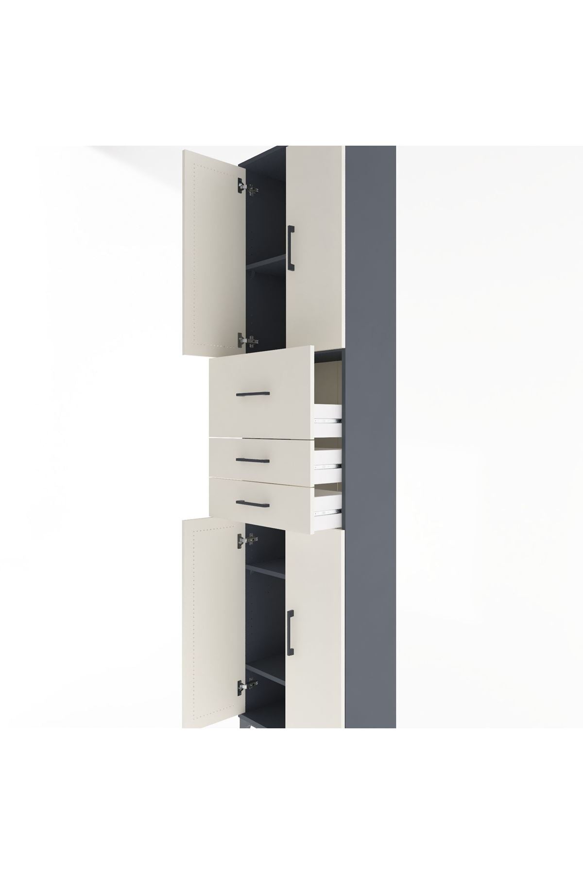 Arges Dolap 4 Raflı 3 Çekmeceli 4 Kapaklı 60x30x243 - S32M033V4A