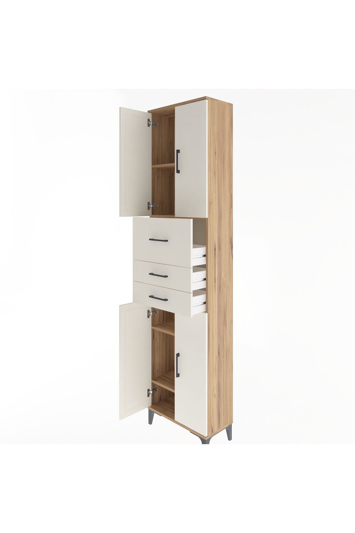 Arges Dolap 4 Raflı 3 Çekmeceli 4 Kapaklı 60x30x243 - S32M033V7A