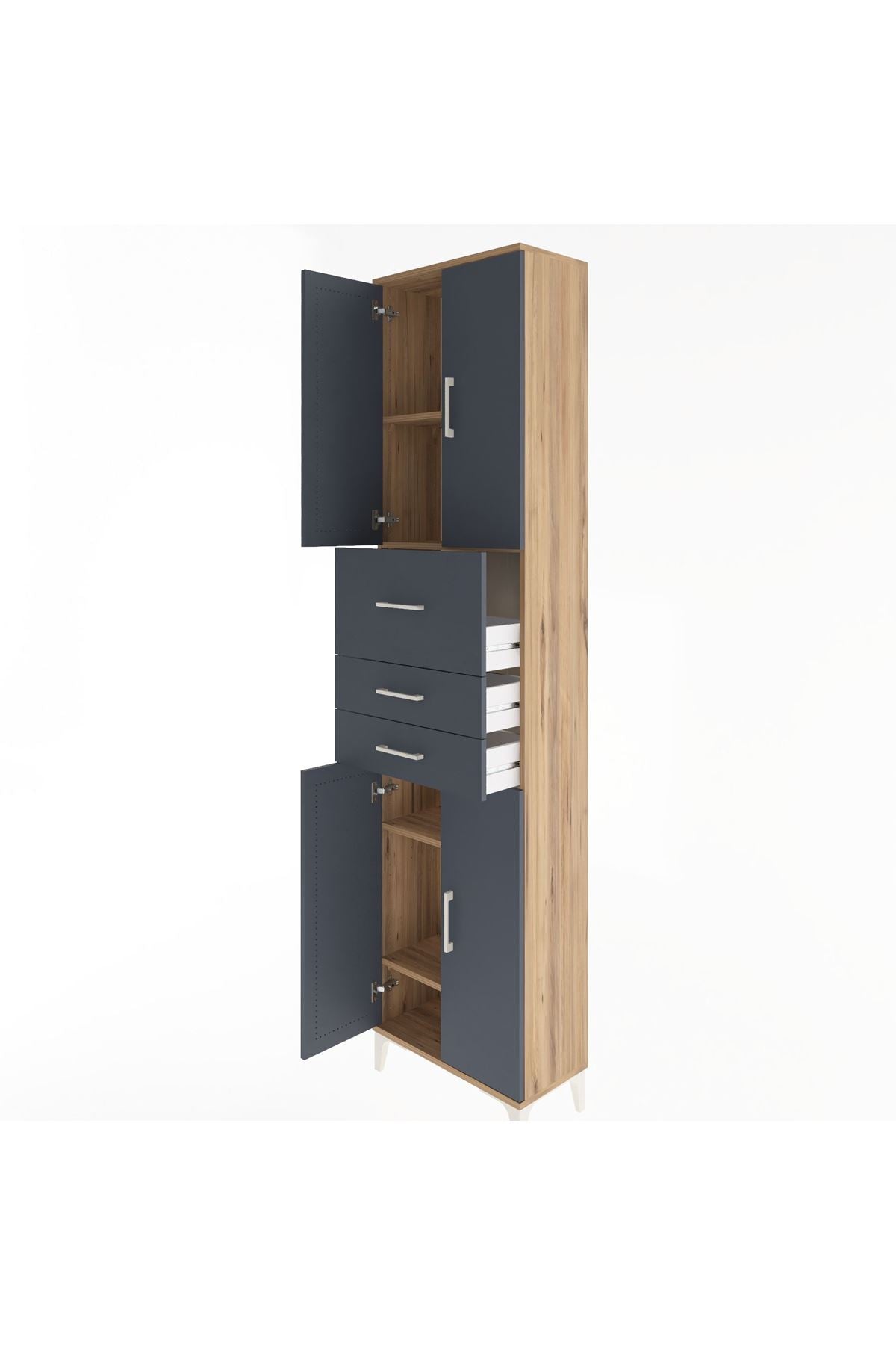 Arges Dolap 4 Raflı 3 Çekmeceli 4 Kapaklı 60x30x243 - S32M033V8A