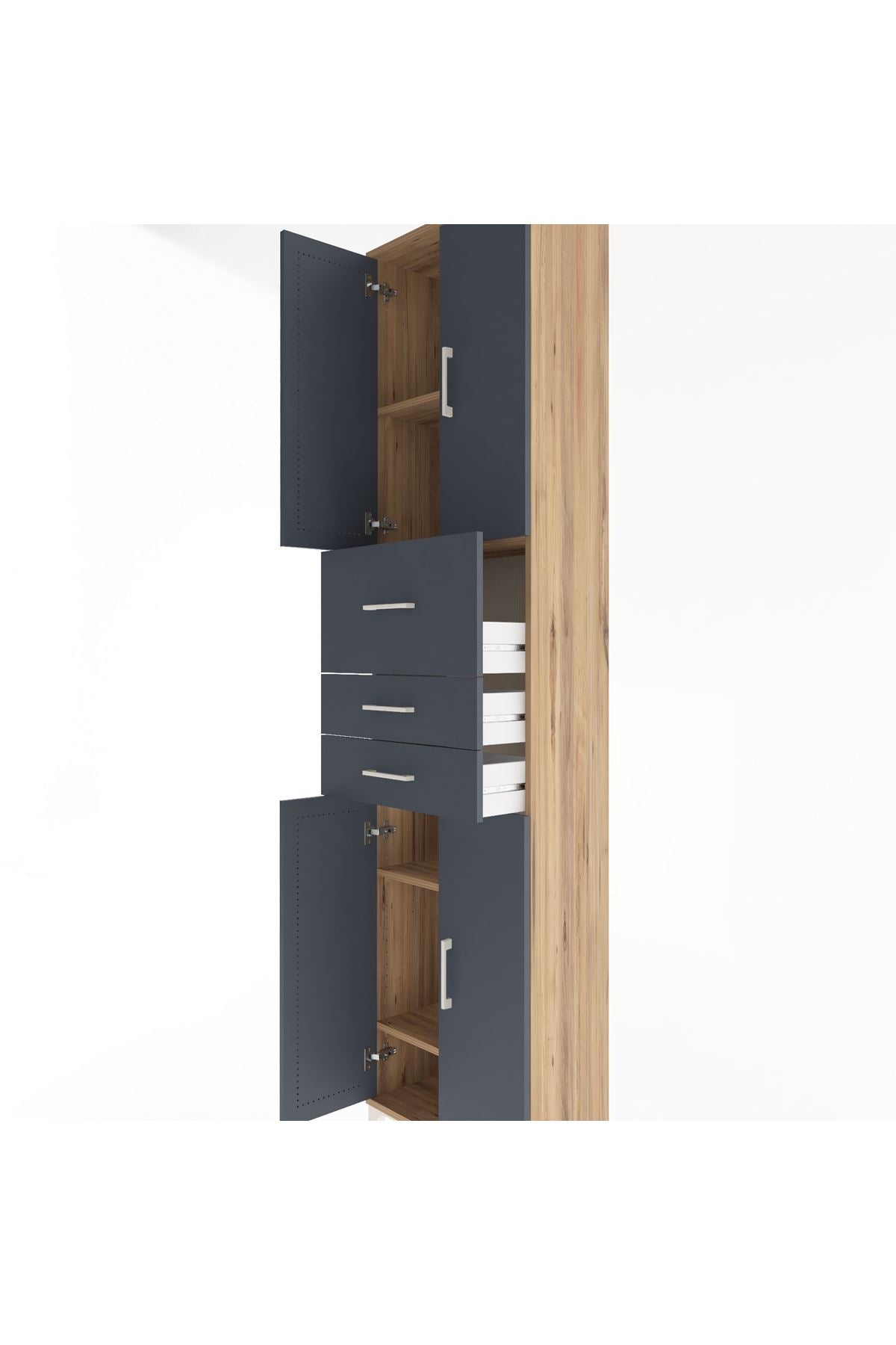 Arges Dolap 4 Raflı 3 Çekmeceli 4 Kapaklı 60x30x243 - S32M033V8A