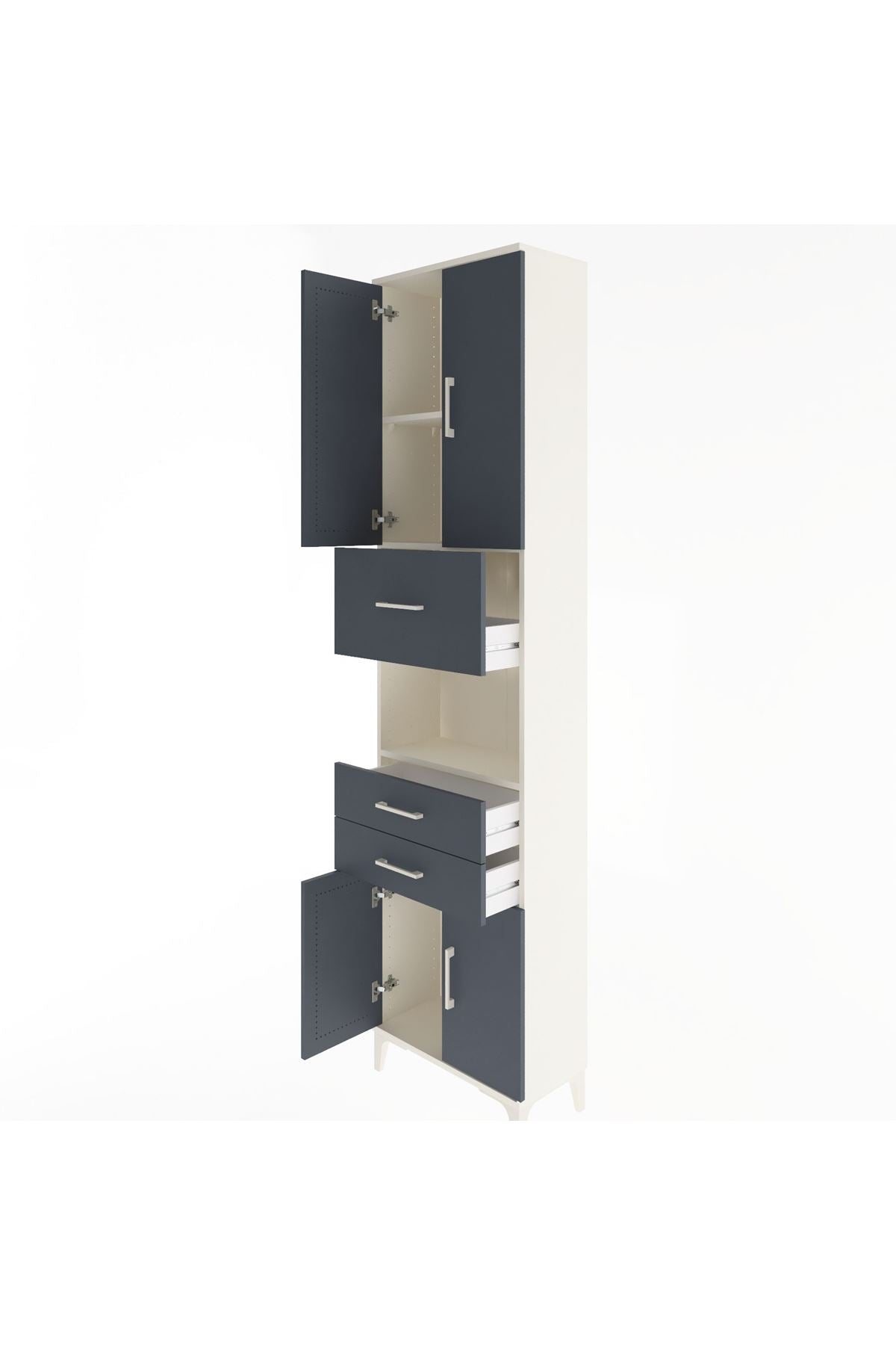 Arges Dolap 3 Raflı 3 Çekmeceli 4 Kapaklı 60x30x243 - S32M034V2A