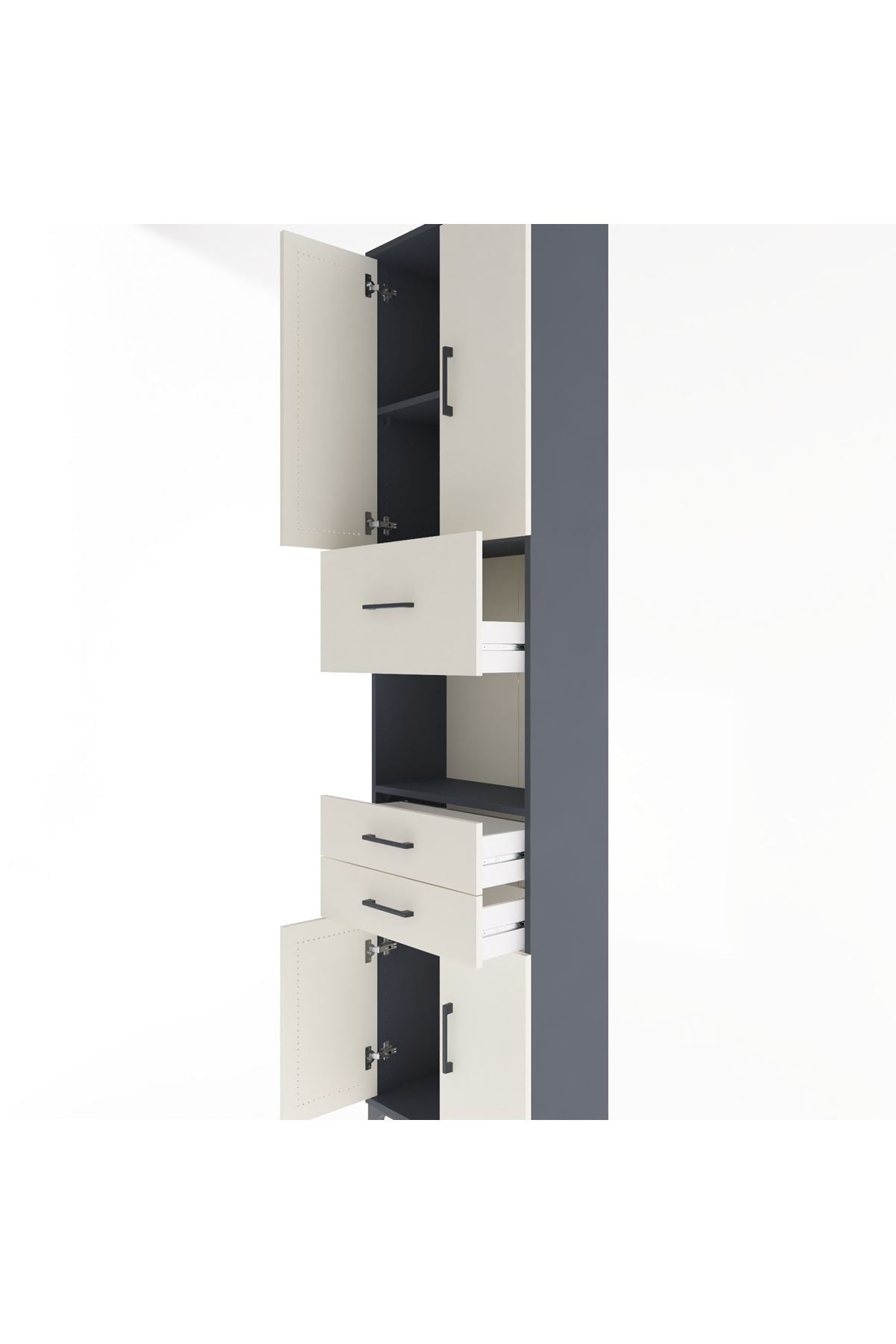 Arges Dolap 3 Raflı 3 Çekmeceli 4 Kapaklı 60x30x243 - S32M034V4A