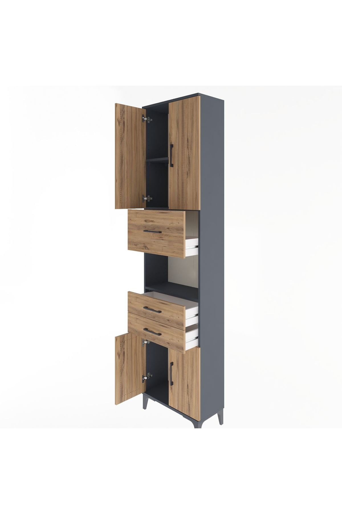 Arges Dolap 3 Raflı 3 Çekmeceli 4 Kapaklı 60x30x243 - S32M034V6A