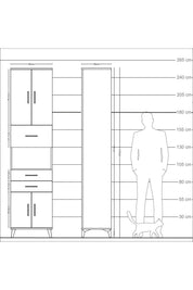 Arges Dolap 3 Raflı 3 Çekmeceli 4 Kapaklı 60x30x243 - S32M034V6A