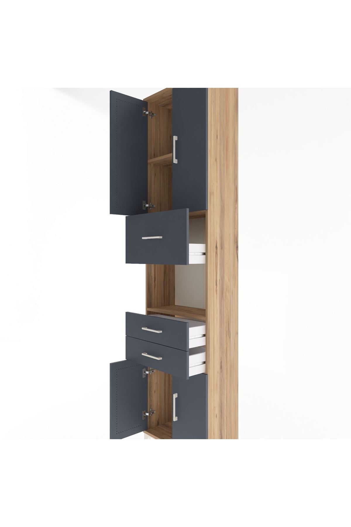 Arges Dolap 3 Raflı 3 Çekmeceli 4 Kapaklı 60x30x243 - S32M034V8A