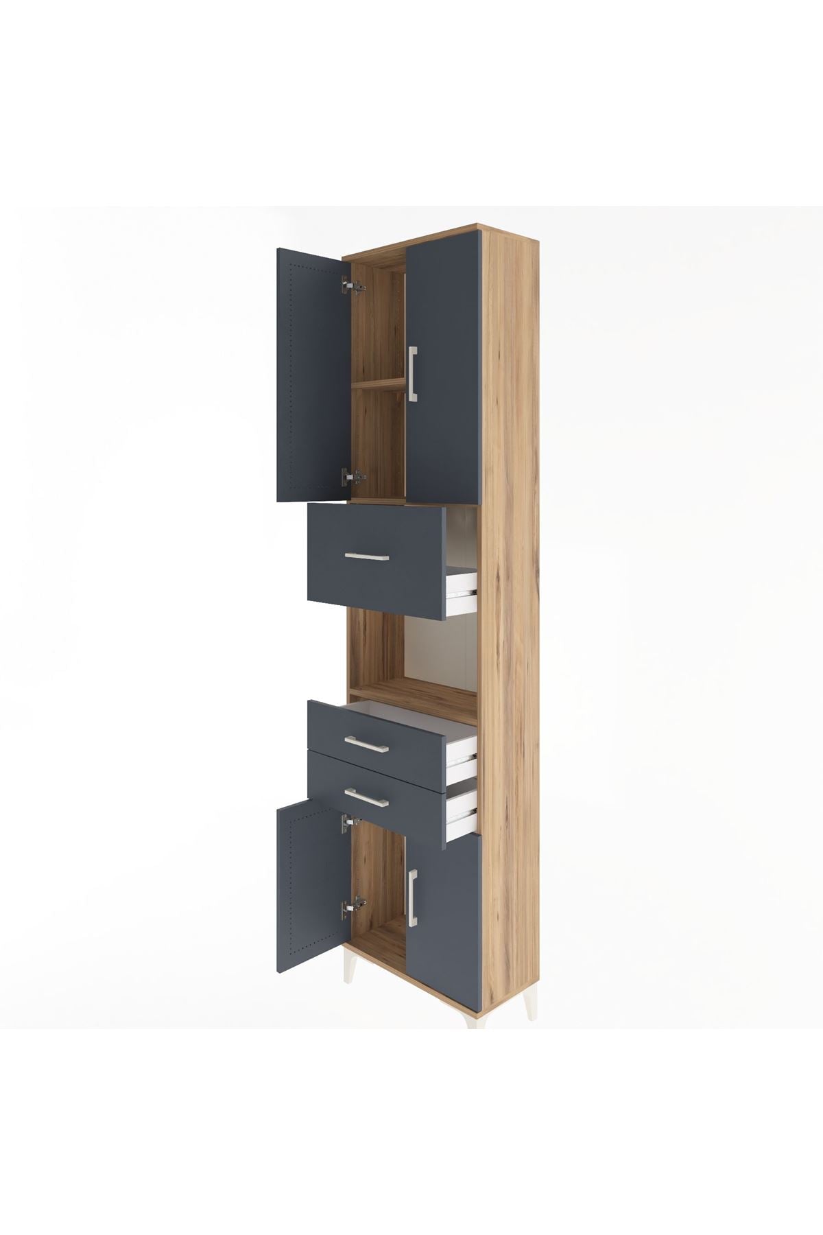 Arges Dolap 3 Raflı 3 Çekmeceli 4 Kapaklı 60x30x243 - S32M034V8A