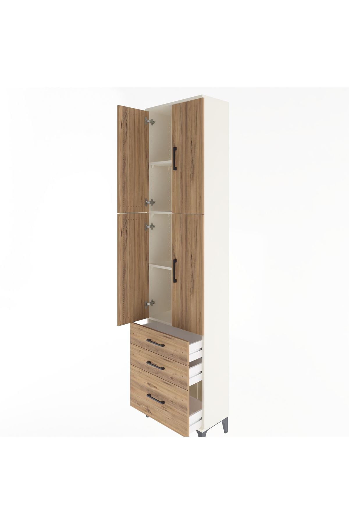 Arges Dolap 4 Raflı 3 Çekmeceli 4 Kapaklı 60x30x243 - S32M035V3A