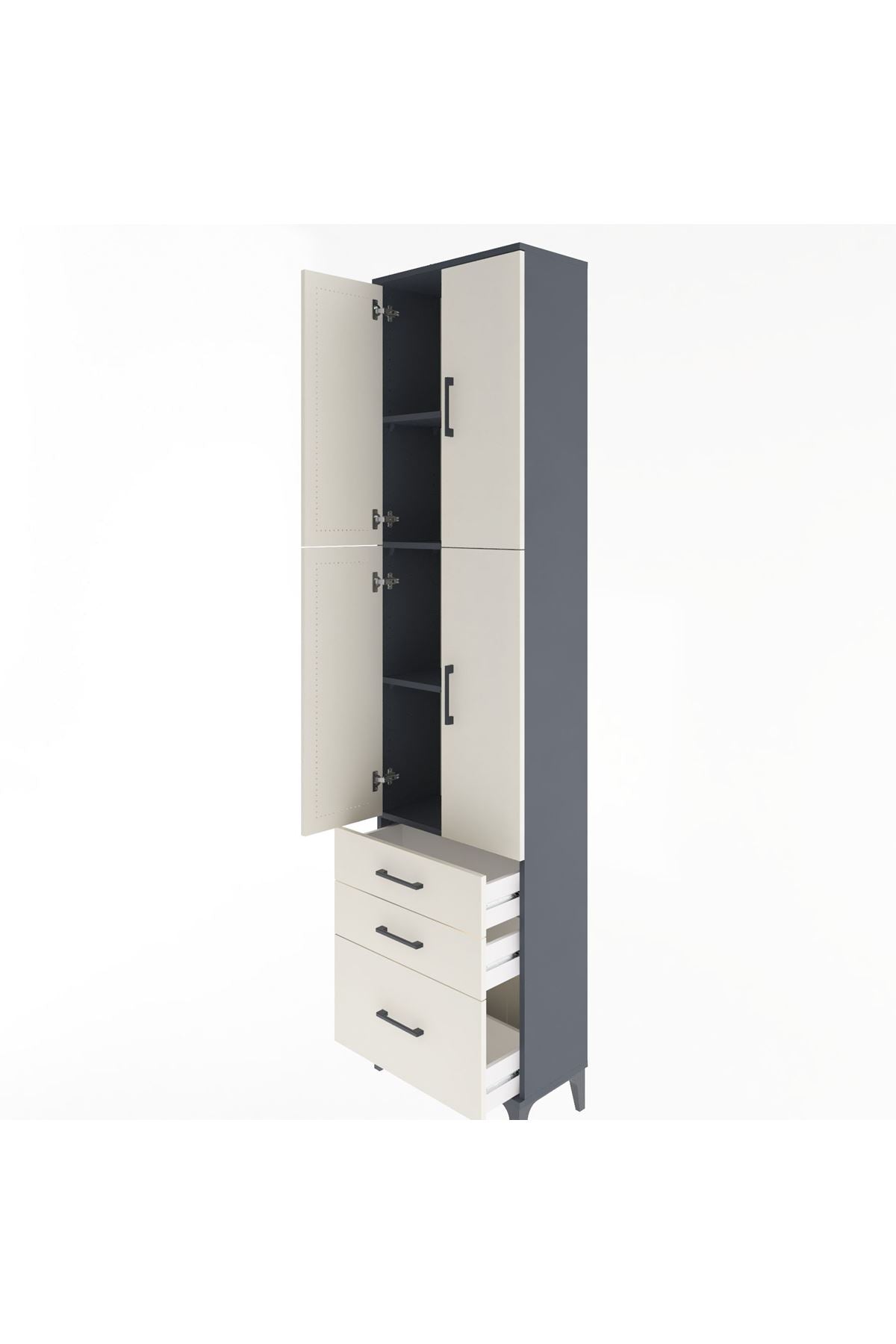 Arges Dolap 4 Raflı 3 Çekmeceli 4 Kapaklı 60x30x243 - S32M035V4A