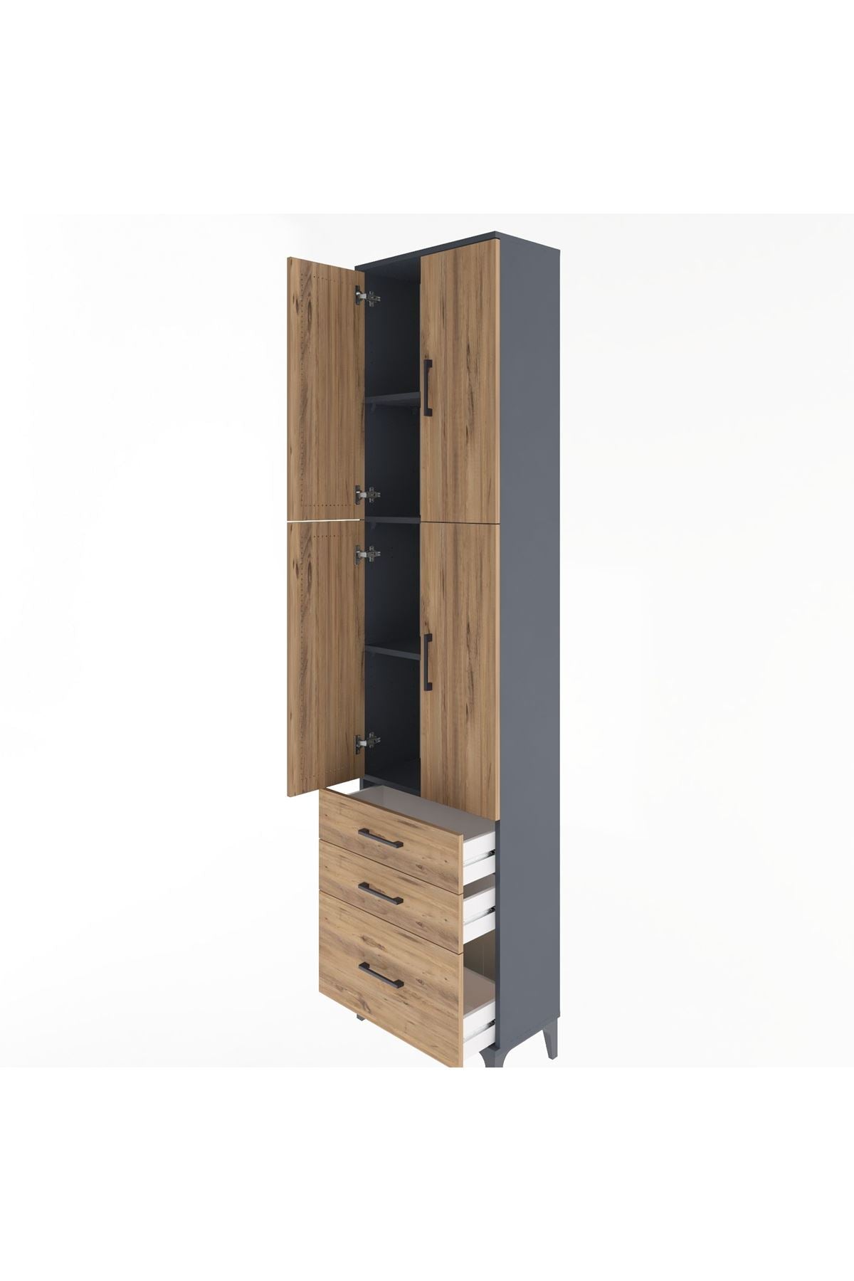 Arges Dolap 4 Raflı 3 Çekmeceli 4 Kapaklı 60x30x243 - S32M035V6A