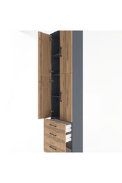 Arges Dolap 4 Raflı 3 Çekmeceli 4 Kapaklı 60x30x243 - S32M035V6A