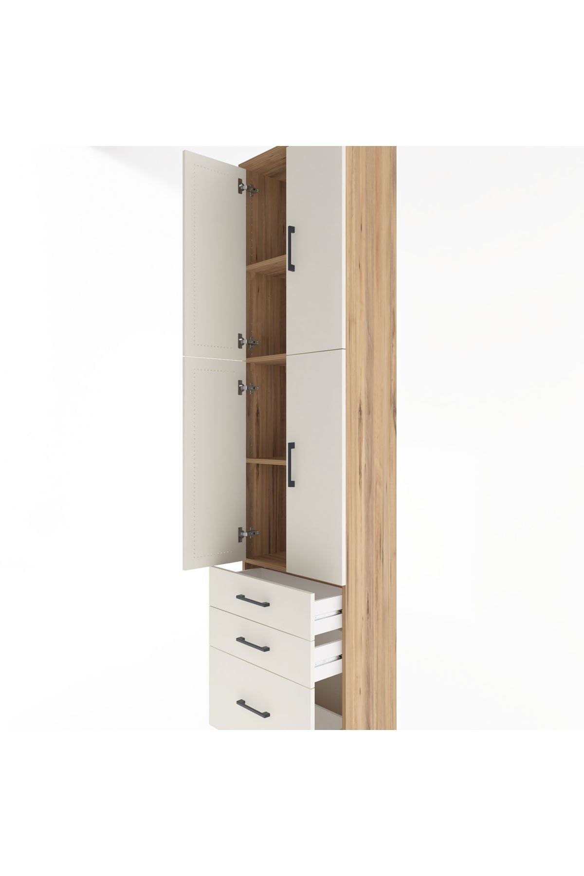 Arges Dolap 4 Raflı 3 Çekmeceli 4 Kapaklı 60x30x243 - S32M035V7A