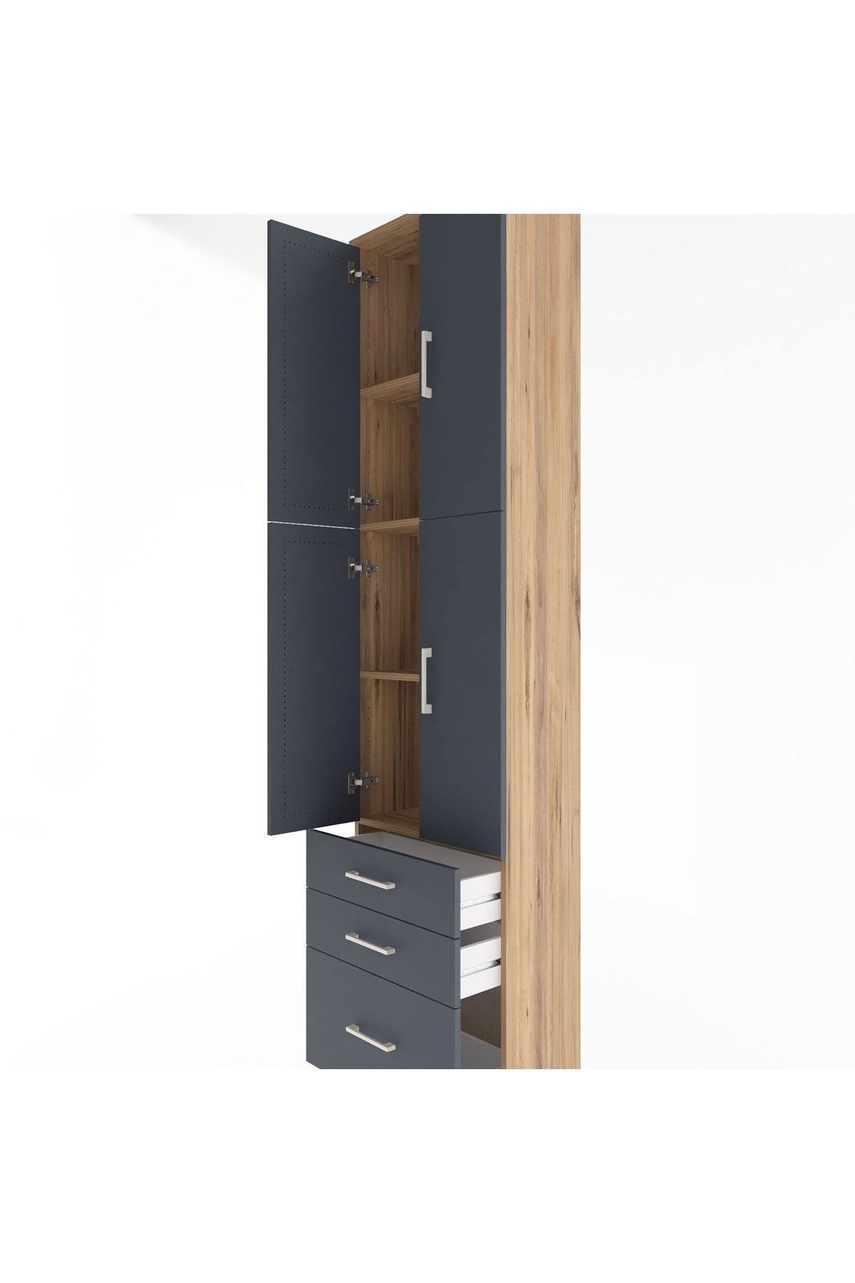 Arges Dolap 4 Raflı 3 Çekmeceli 4 Kapaklı 60x30x243 - S32M035V8A