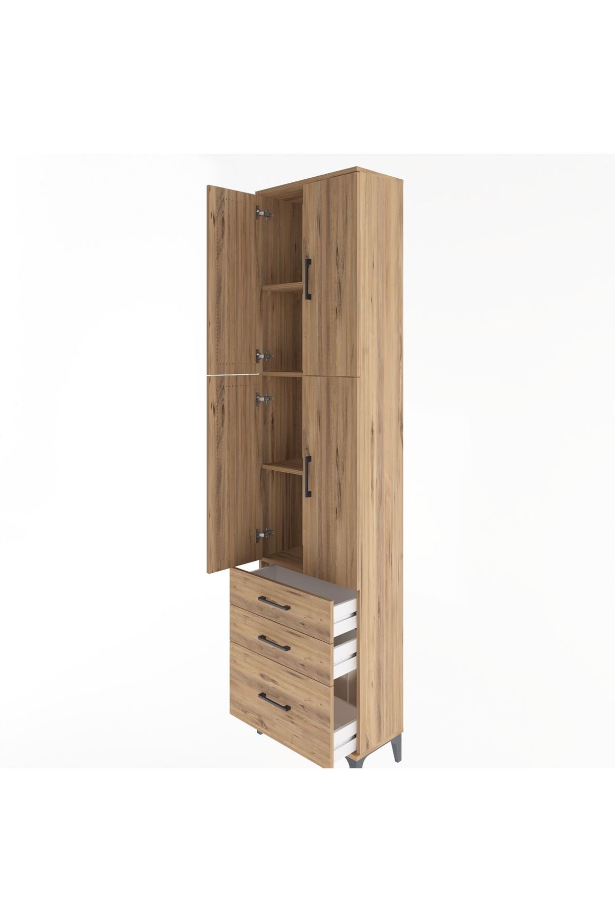 Arges Dolap 4 Raflı 3 Çekmeceli 4 Kapaklı 60x30x243 - S32M035V9A