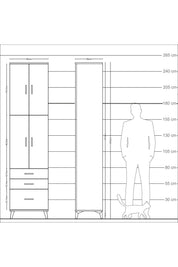 Arges Dolap 4 Raflı 3 Çekmeceli 4 Kapaklı 60x30x243 - S32M035V9A