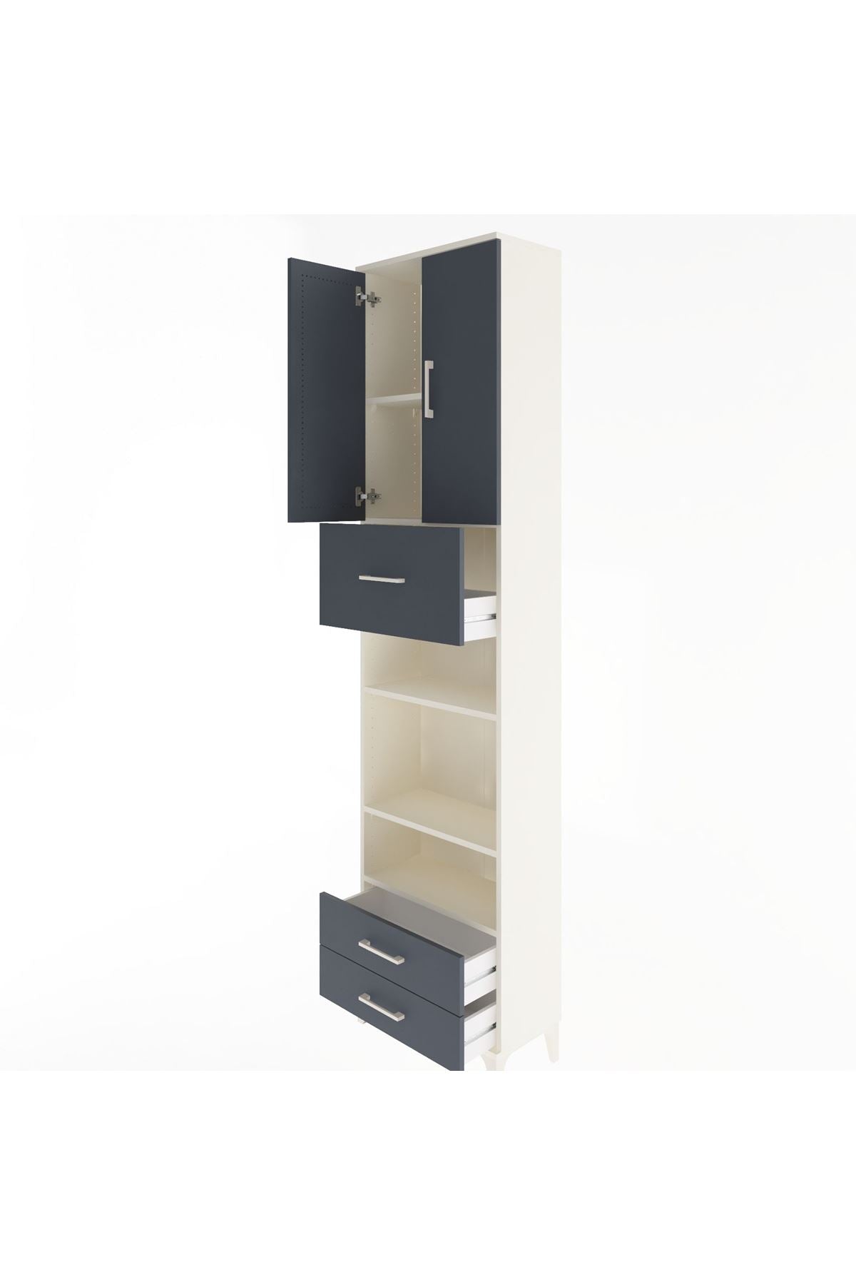 Arges Dolap 5 Raflı 3 Çekmeceli 2 Kapaklı 60x30x243 - S32M036V2A