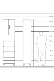 Arges Dolap 5 Raflı 3 Çekmeceli 2 Kapaklı 60x30x243 - S32M036V2A