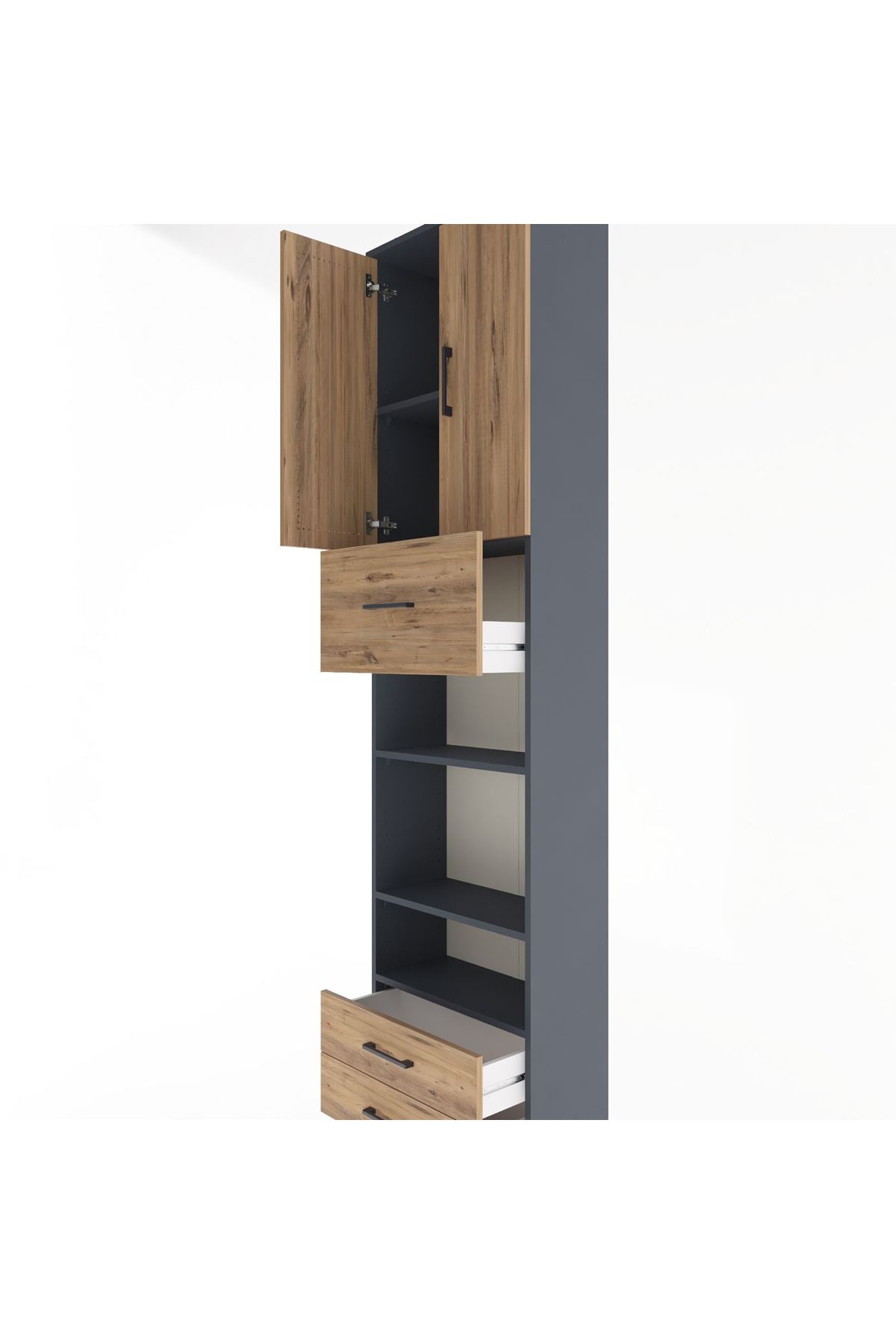 Arges Dolap 5 Raflı 3 Çekmeceli 2 Kapaklı 60x30x243 - S32M036V6A
