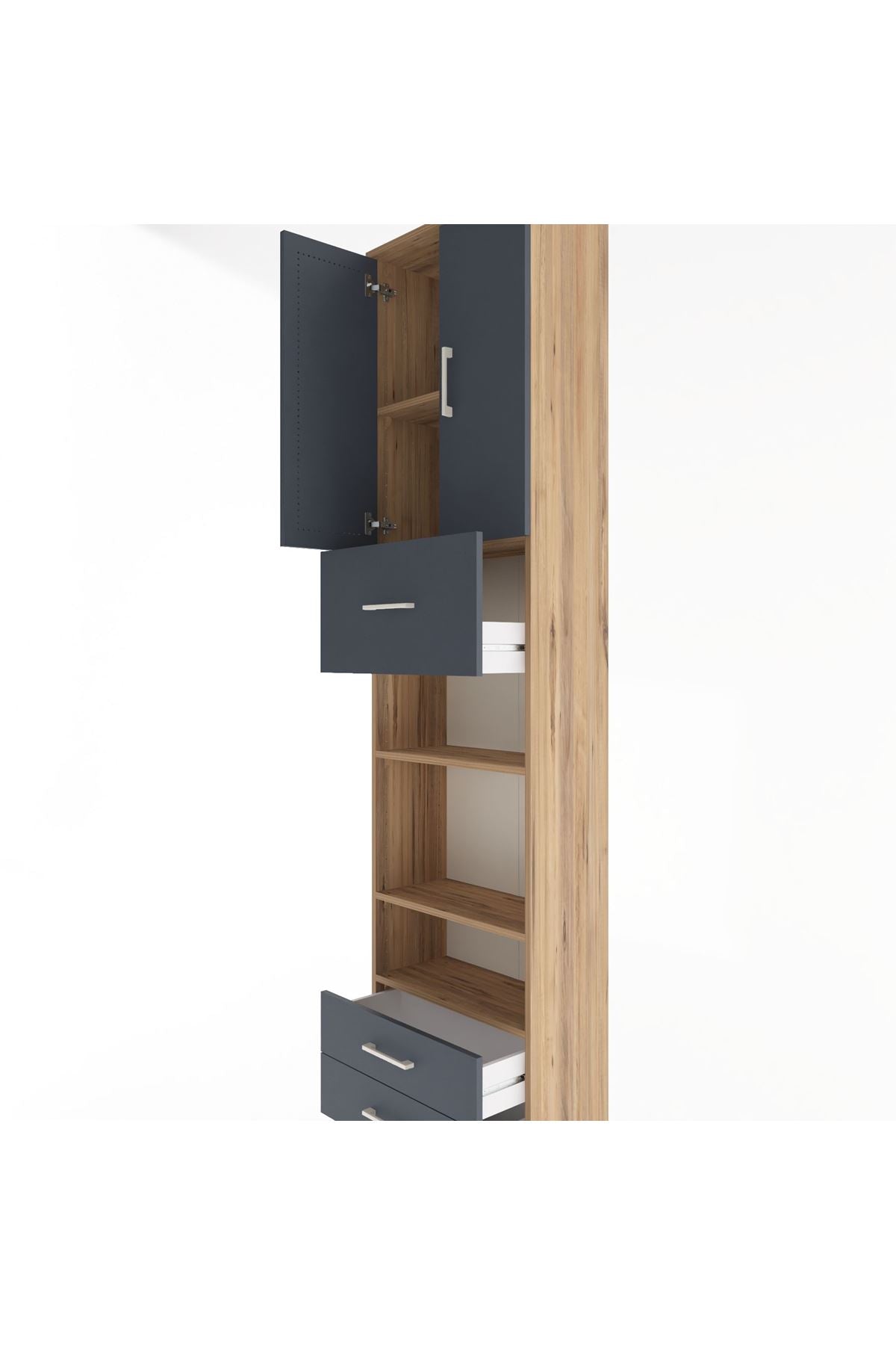 Arges Dolap 5 Raflı 3 Çekmeceli 2 Kapaklı 60x30x243 - S32M036V8A