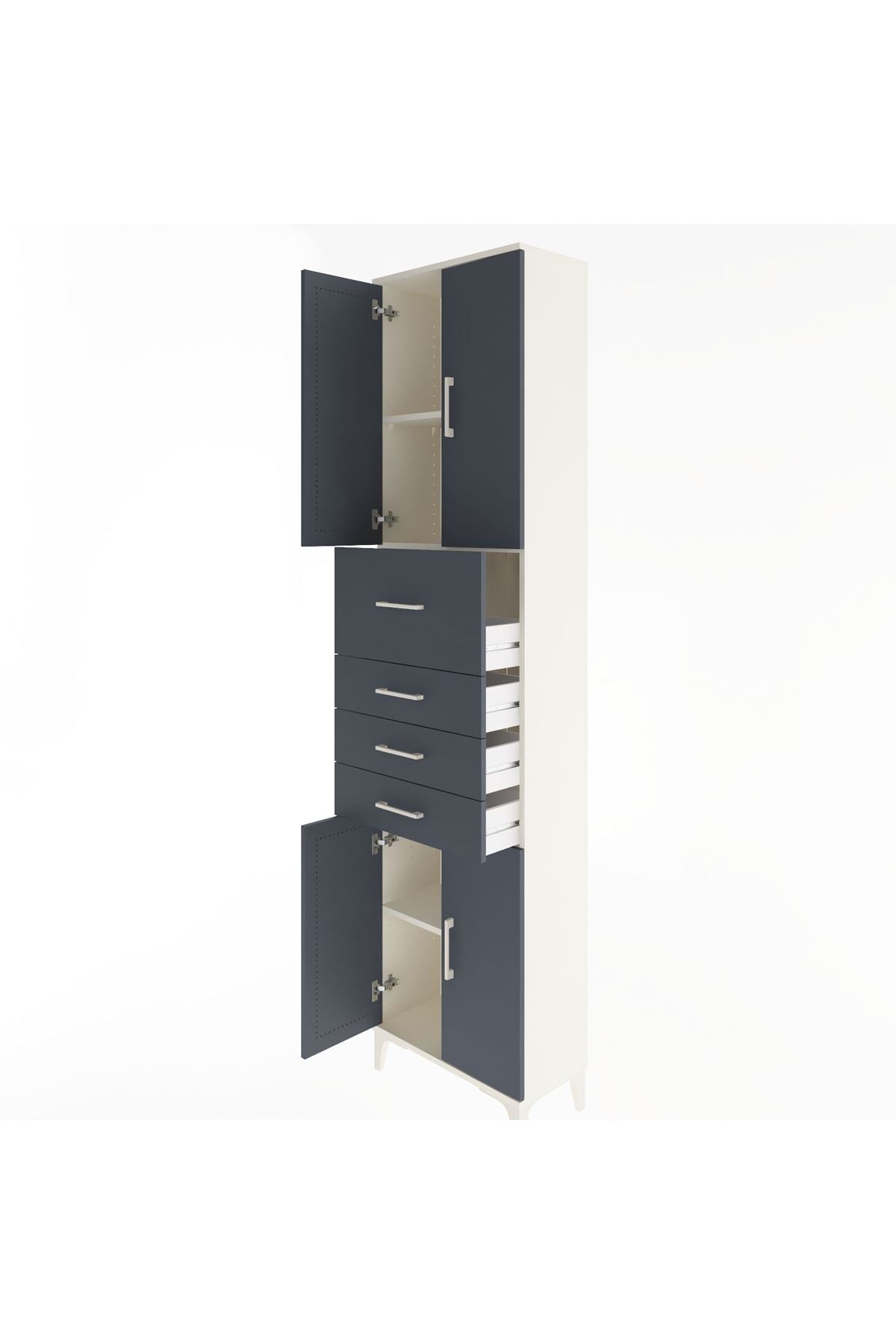 Arges Dolap 3 Raflı 4 Çekmeceli 4 Kapaklı 60x30x243 - S32M037V2A
