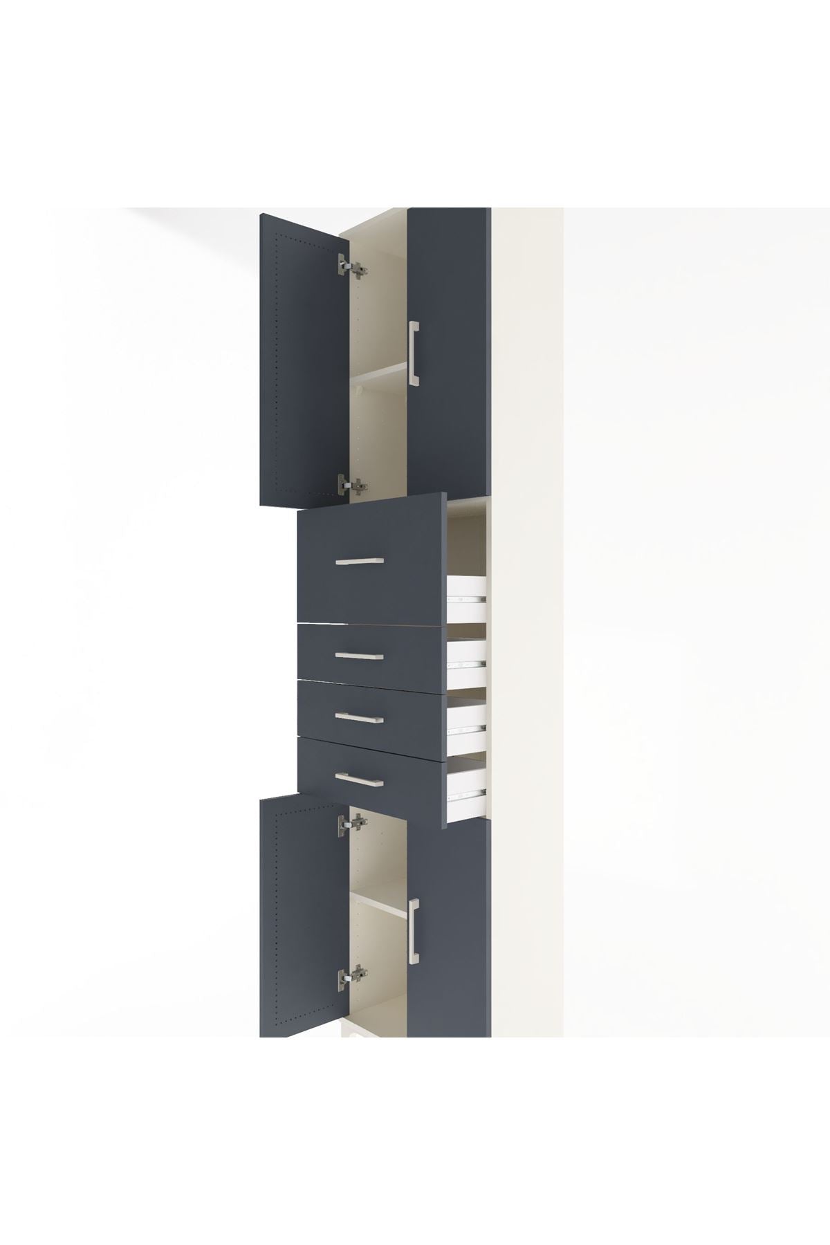 Arges Dolap 3 Raflı 4 Çekmeceli 4 Kapaklı 60x30x243 - S32M037V2A