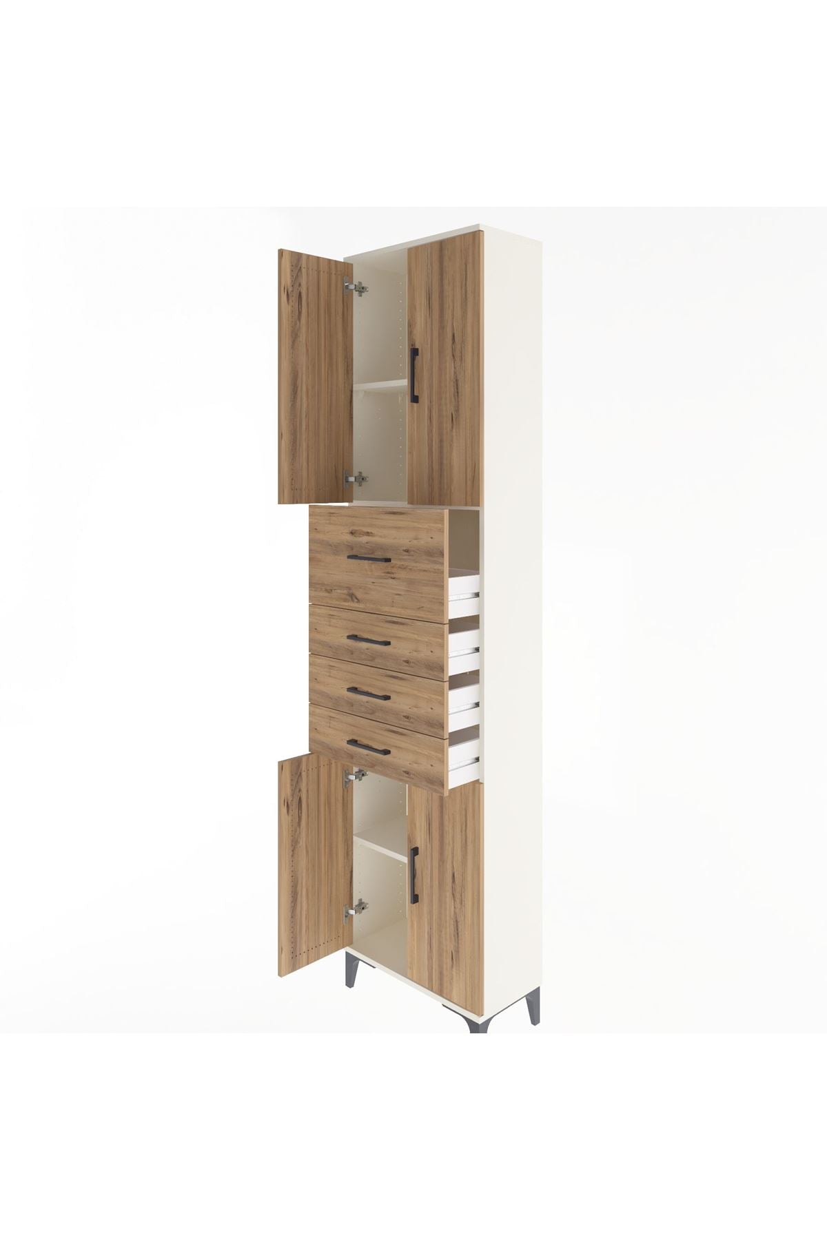 Arges Dolap 3 Raflı 4 Çekmeceli 4 Kapaklı 60x30x243 - S32M037V3A