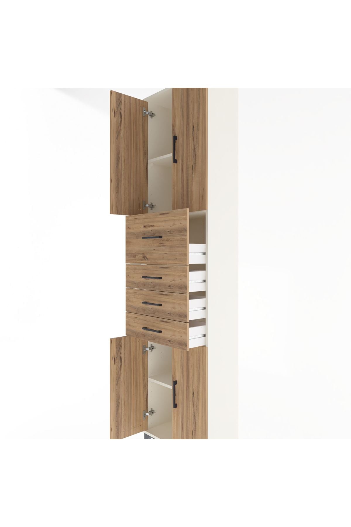 Arges Dolap 3 Raflı 4 Çekmeceli 4 Kapaklı 60x30x243 - S32M037V3A