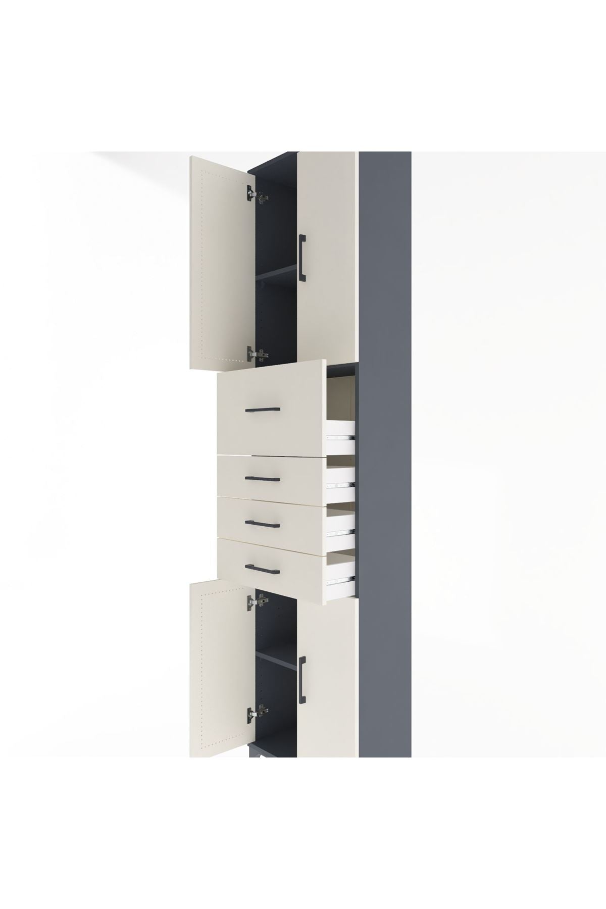 Arges Dolap 3 Raflı 4 Çekmeceli 4 Kapaklı 60x30x243 - S32M037V4A