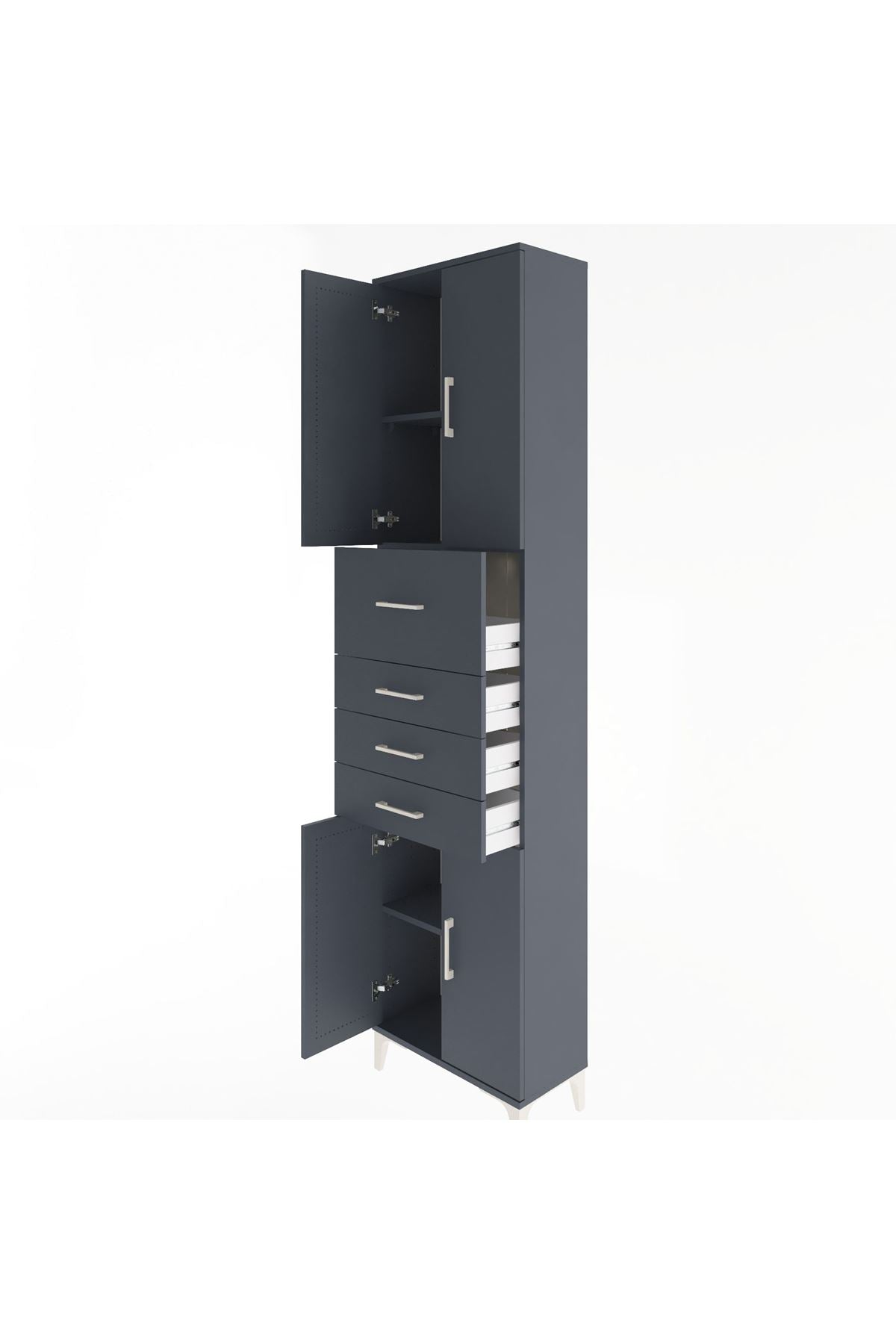 Arges Dolap 3 Raflı 4 Çekmeceli 4 Kapaklı 60x30x243 - S32M037V5A