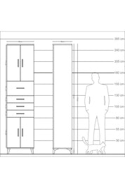 Arges Dolap 3 Raflı 4 Çekmeceli 4 Kapaklı 60x30x243 - S32M037V5A