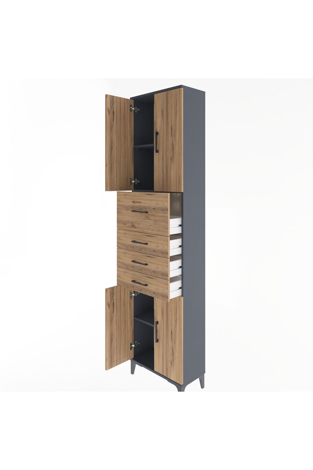 Arges Dolap 3 Raflı 4 Çekmeceli 4 Kapaklı 60x30x243 - S32M037V6A