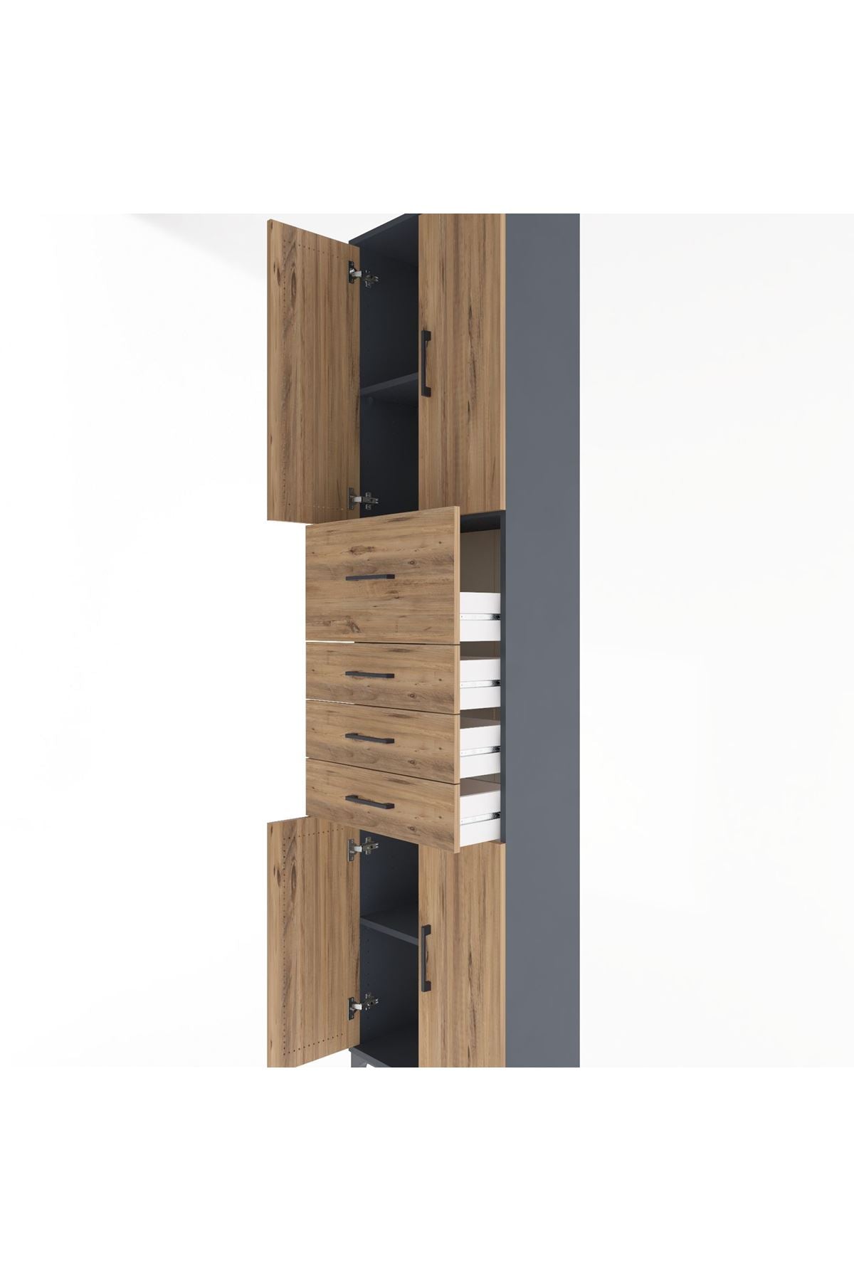 Arges Dolap 3 Raflı 4 Çekmeceli 4 Kapaklı 60x30x243 - S32M037V6A