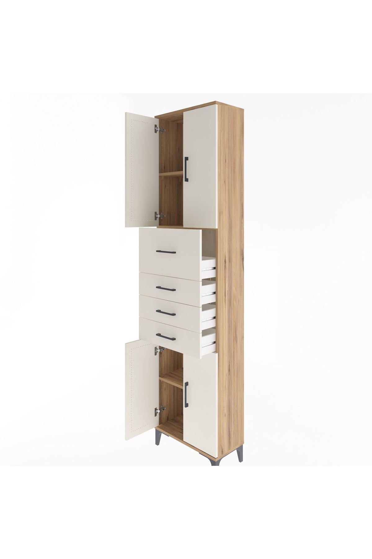 Arges Dolap 3 Raflı 4 Çekmeceli 4 Kapaklı 60x30x243 - S32M037V7A