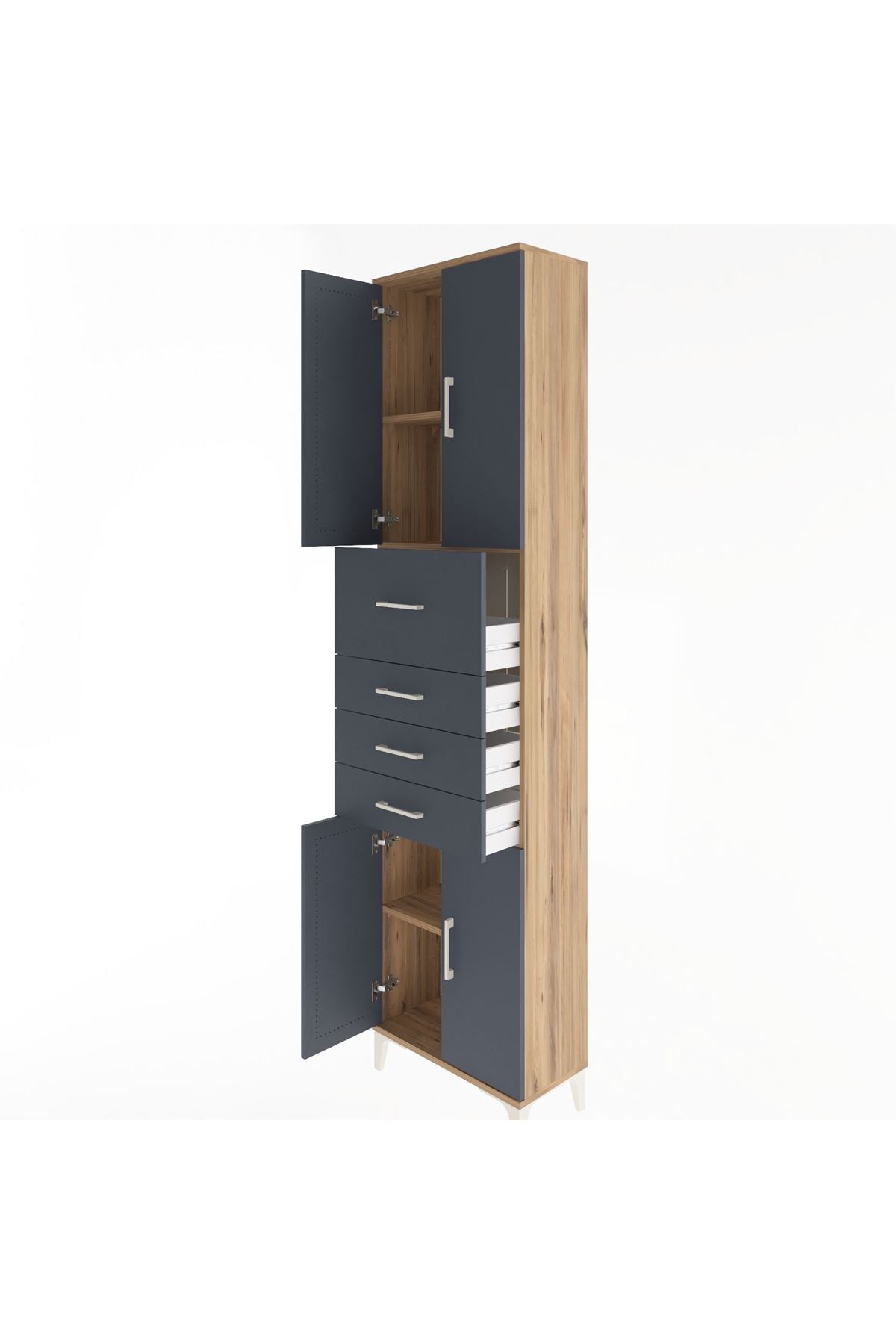 Arges Dolap 3 Raflı 4 Çekmeceli 4 Kapaklı 60x30x243 - S32M037V8A