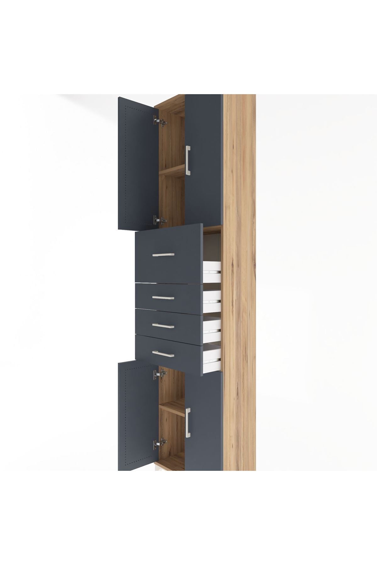 Arges Dolap 3 Raflı 4 Çekmeceli 4 Kapaklı 60x30x243 - S32M037V8A