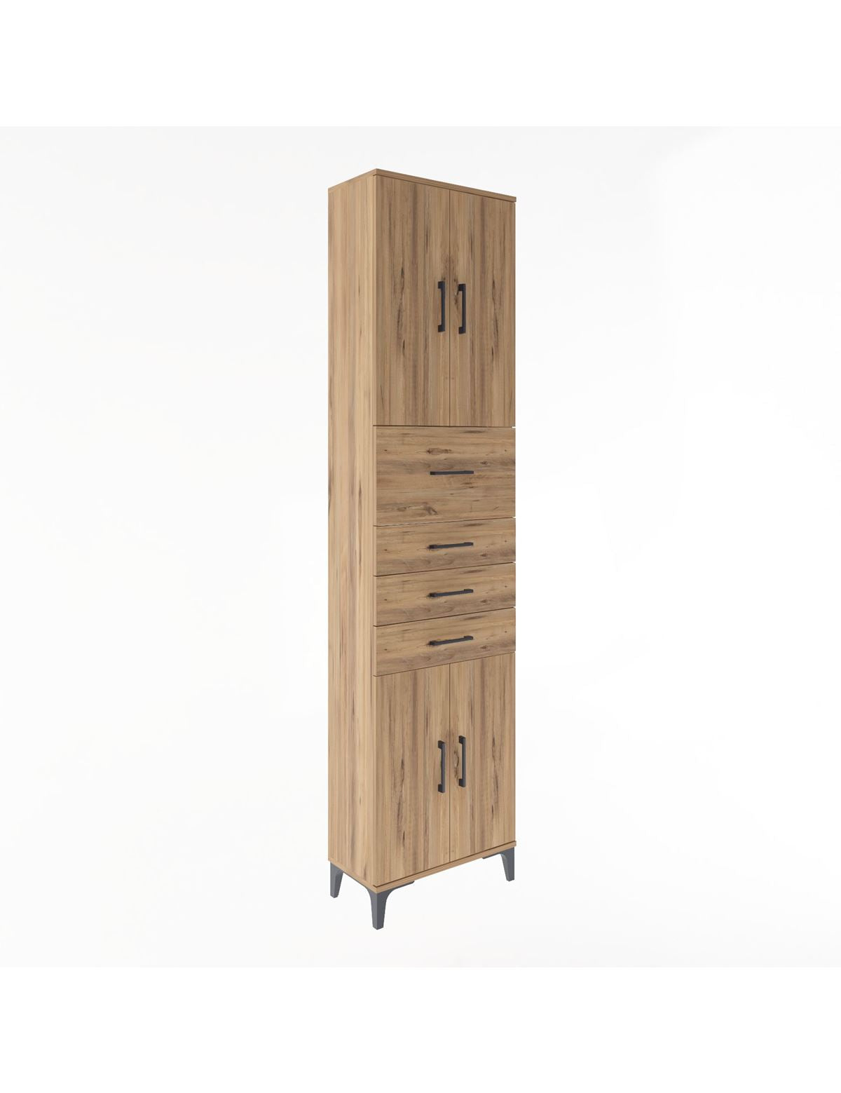 Arges Dolap 3 Raflı 4 Çekmeceli 4 Kapaklı 60x30x243 - S32M037V9A