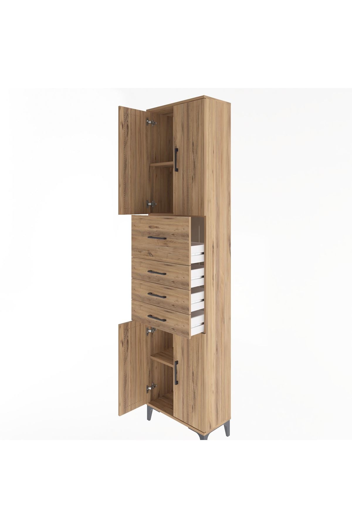 Arges Dolap 3 Raflı 4 Çekmeceli 4 Kapaklı 60x30x243 - S32M037V9A