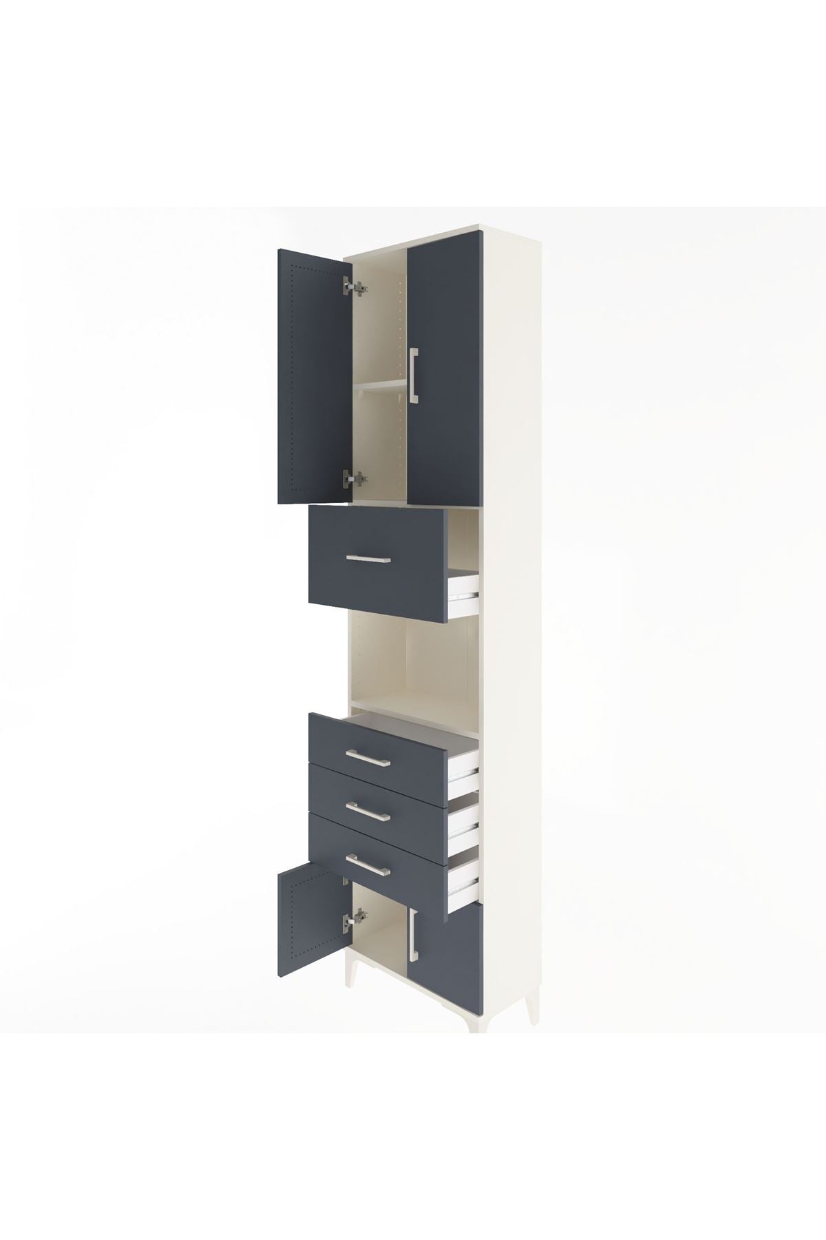 Arges Dolap 3 Raflı 4 Çekmeceli 4 Kapaklı 60x30x243 - S32M038V2A