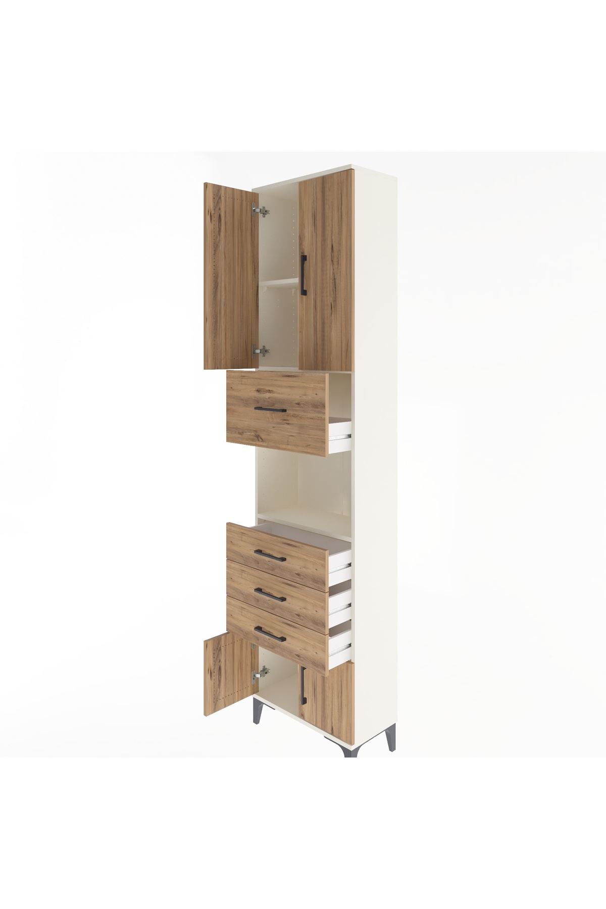 Arges Dolap 3 Raflı 4 Çekmeceli 4 Kapaklı 60x30x243 - S32M038V3A