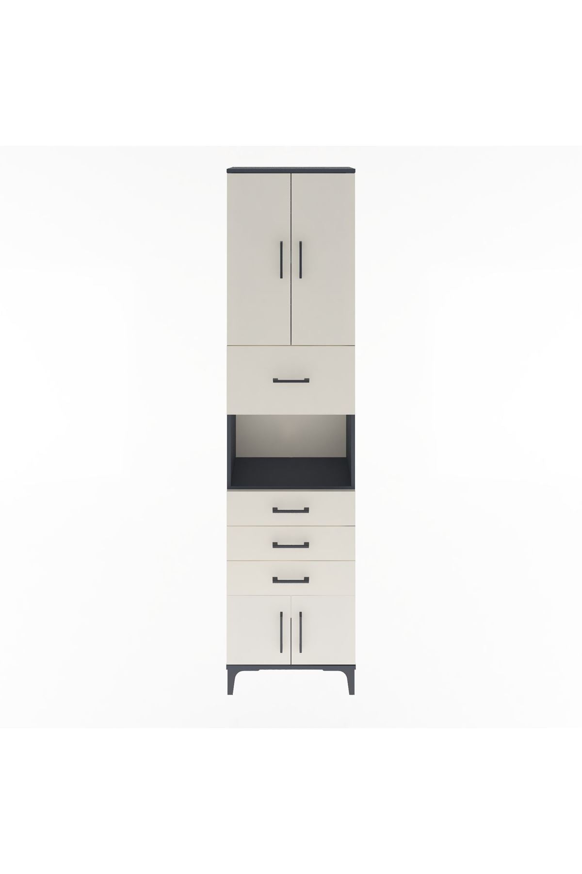 Arges Dolap 3 Raflı 4 Çekmeceli 4 Kapaklı 60x30x243 - S32M038V4A