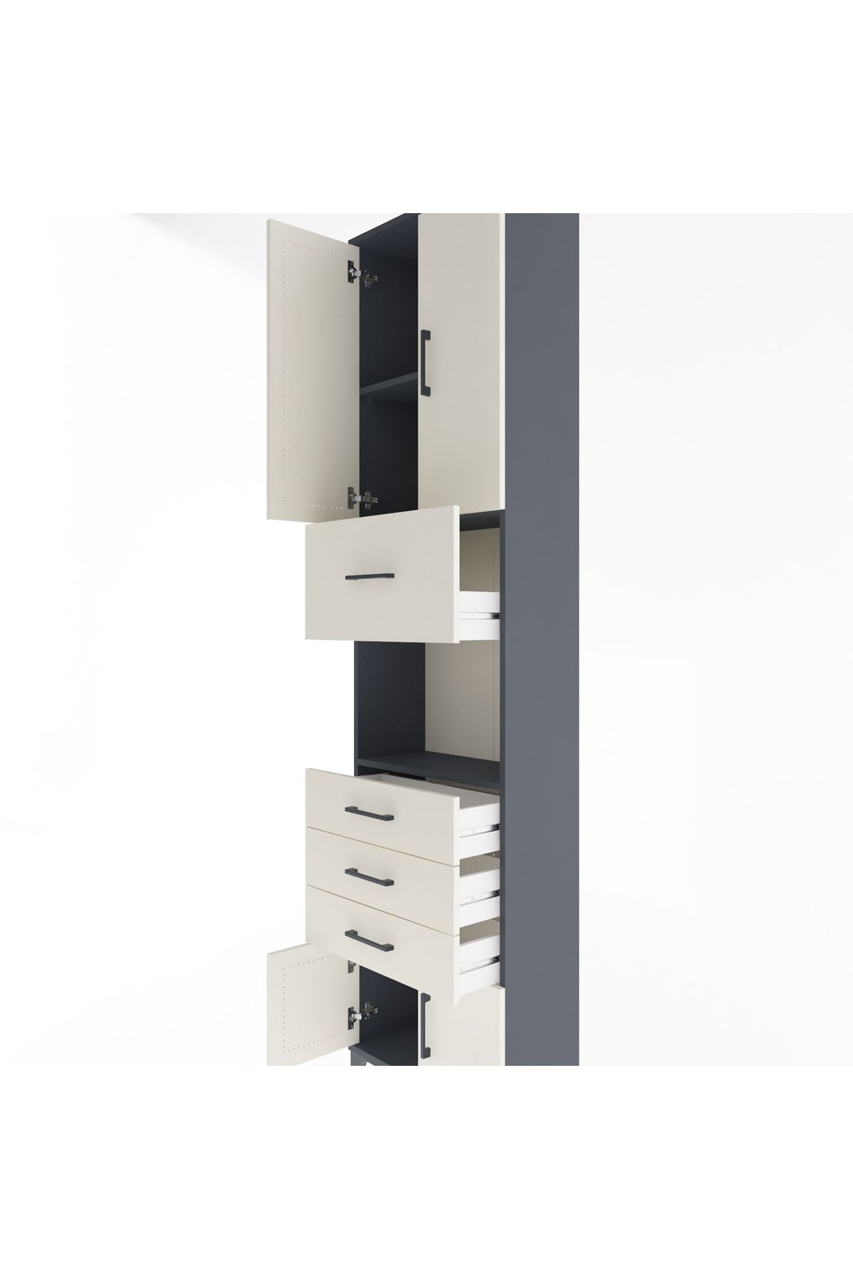 Arges Dolap 3 Raflı 4 Çekmeceli 4 Kapaklı 60x30x243 - S32M038V4A