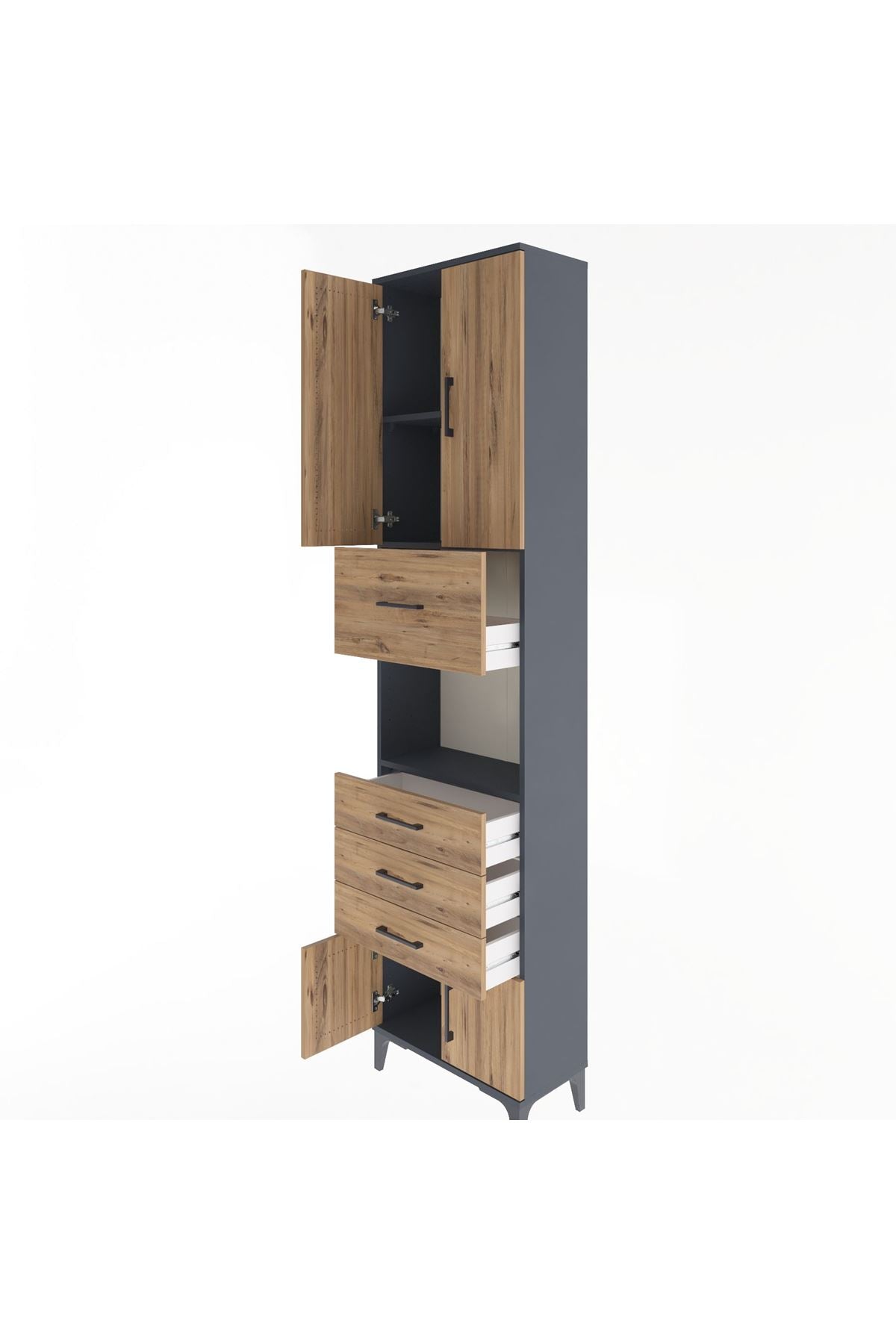 Arges Dolap 3 Raflı 4 Çekmeceli 4 Kapaklı 60x30x243 - S32M038V6A