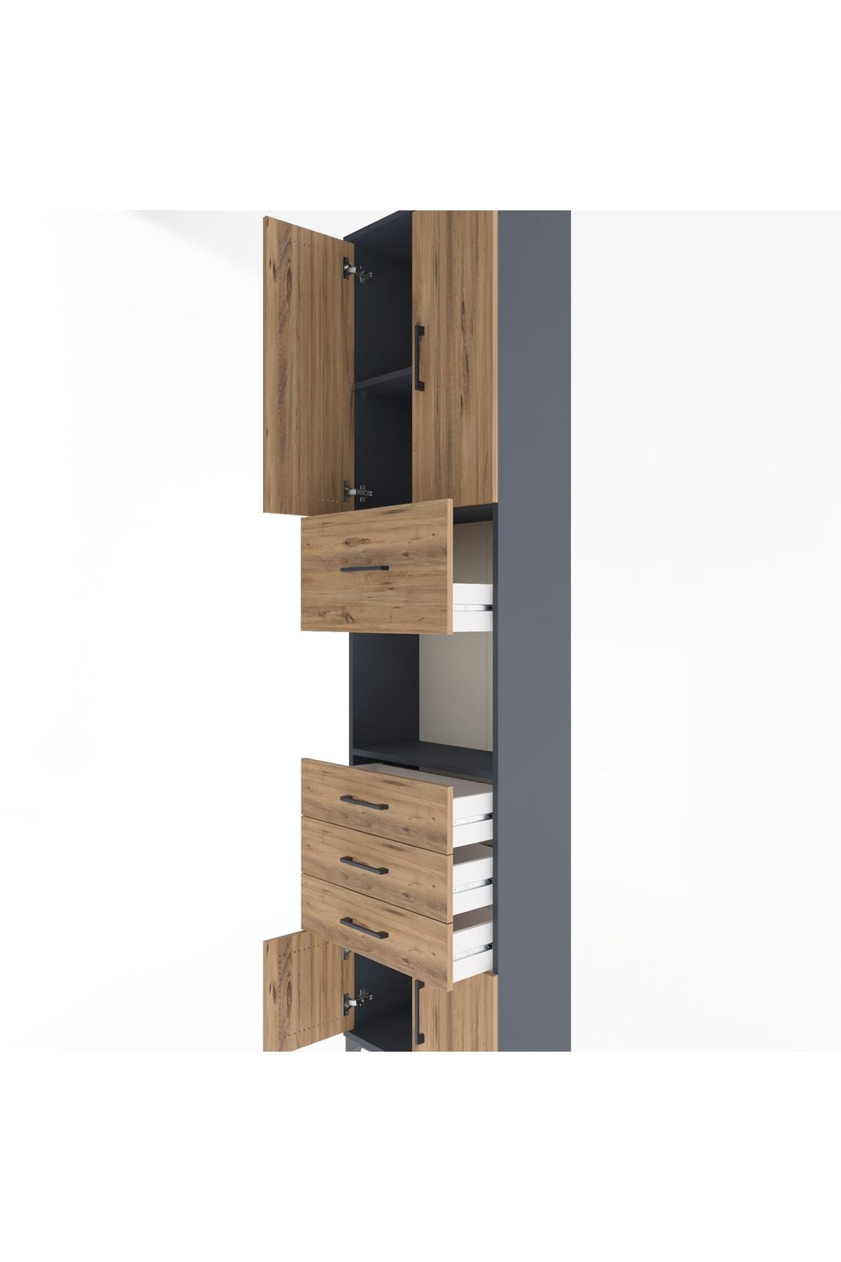 Arges Dolap 3 Raflı 4 Çekmeceli 4 Kapaklı 60x30x243 - S32M038V6A