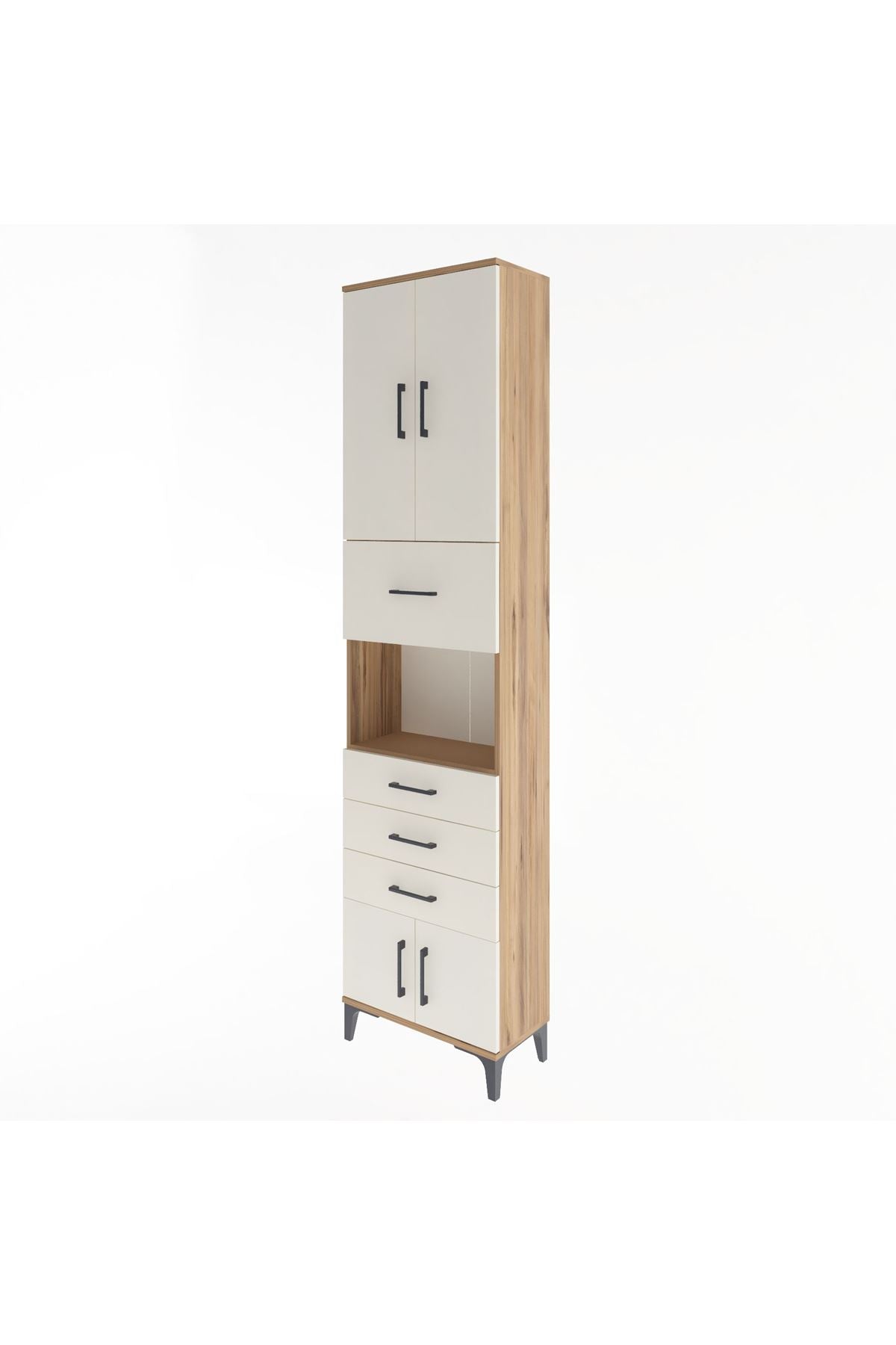 Arges Dolap 3 Raflı 4 Çekmeceli 4 Kapaklı 60x30x243 - S32M038V7A