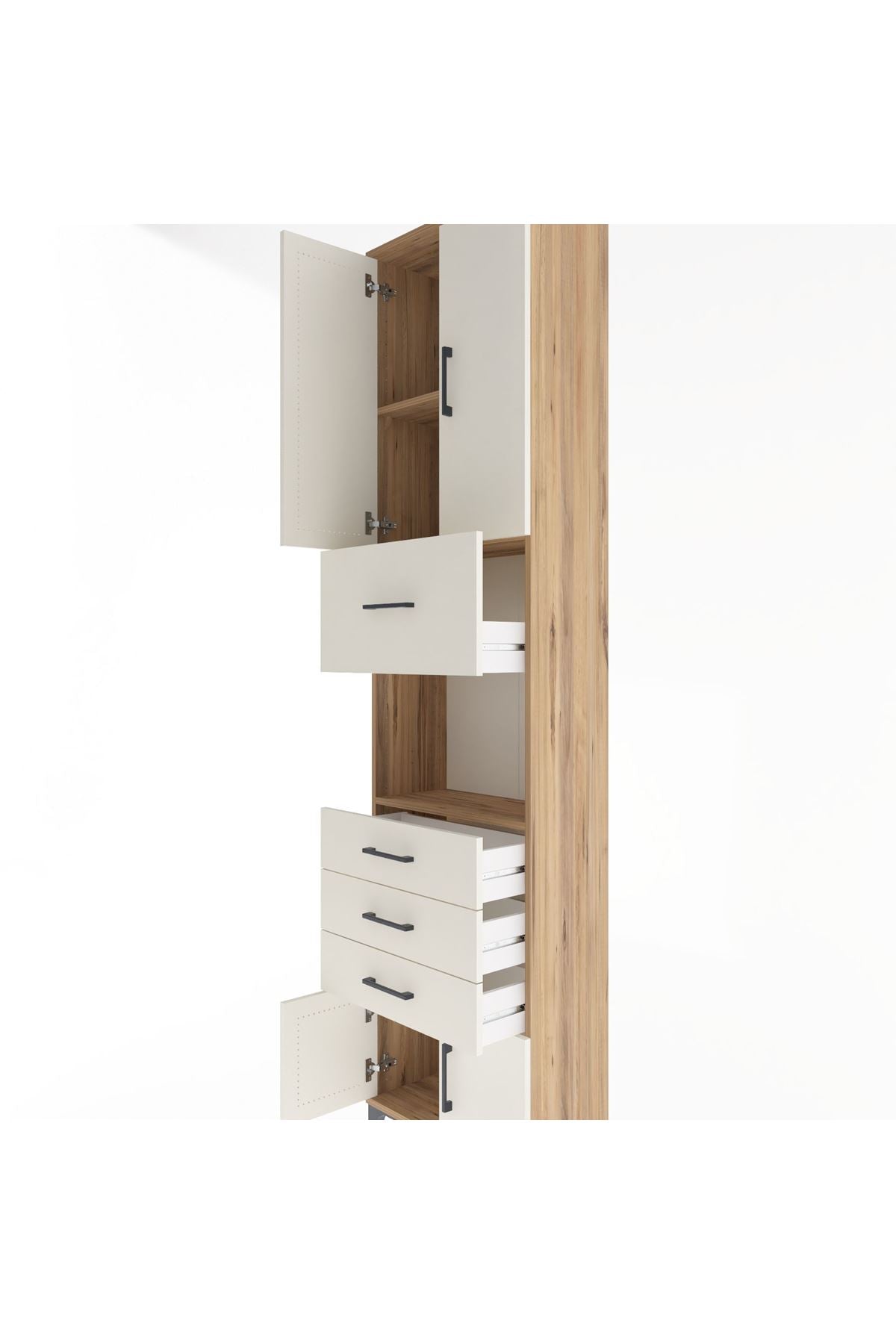 Arges Dolap 3 Raflı 4 Çekmeceli 4 Kapaklı 60x30x243 - S32M038V7A