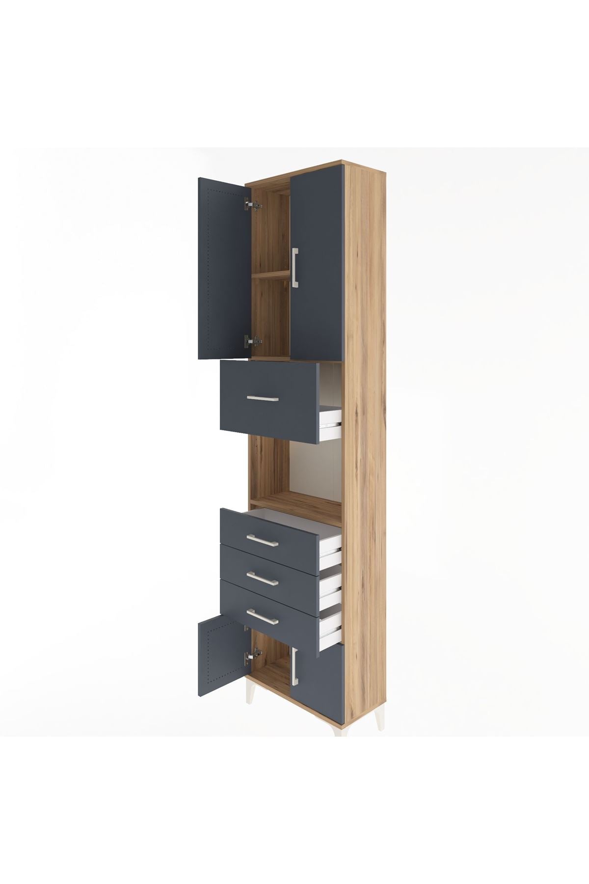Arges Dolap 3 Raflı 4 Çekmeceli 4 Kapaklı 60x30x243 - S32M038V8A