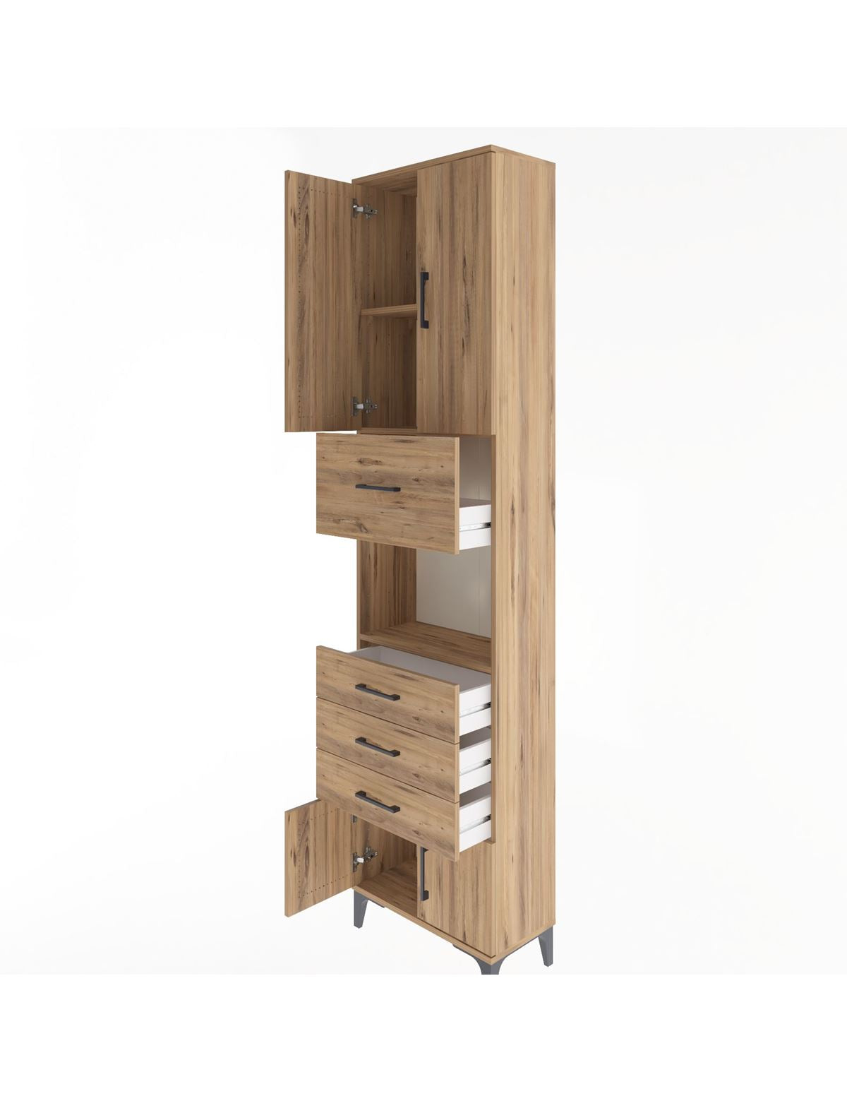 Arges Dolap 3 Raflı 4 Çekmeceli 4 Kapaklı 60x30x243 - S32M038V9A