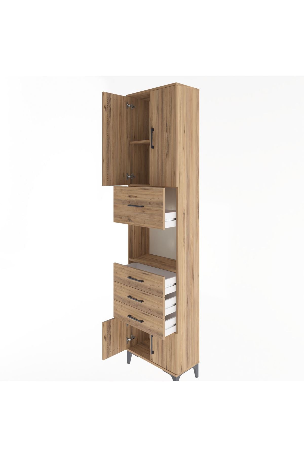Arges Dolap 3 Raflı 4 Çekmeceli 4 Kapaklı 60x30x243 - S32M038V9A