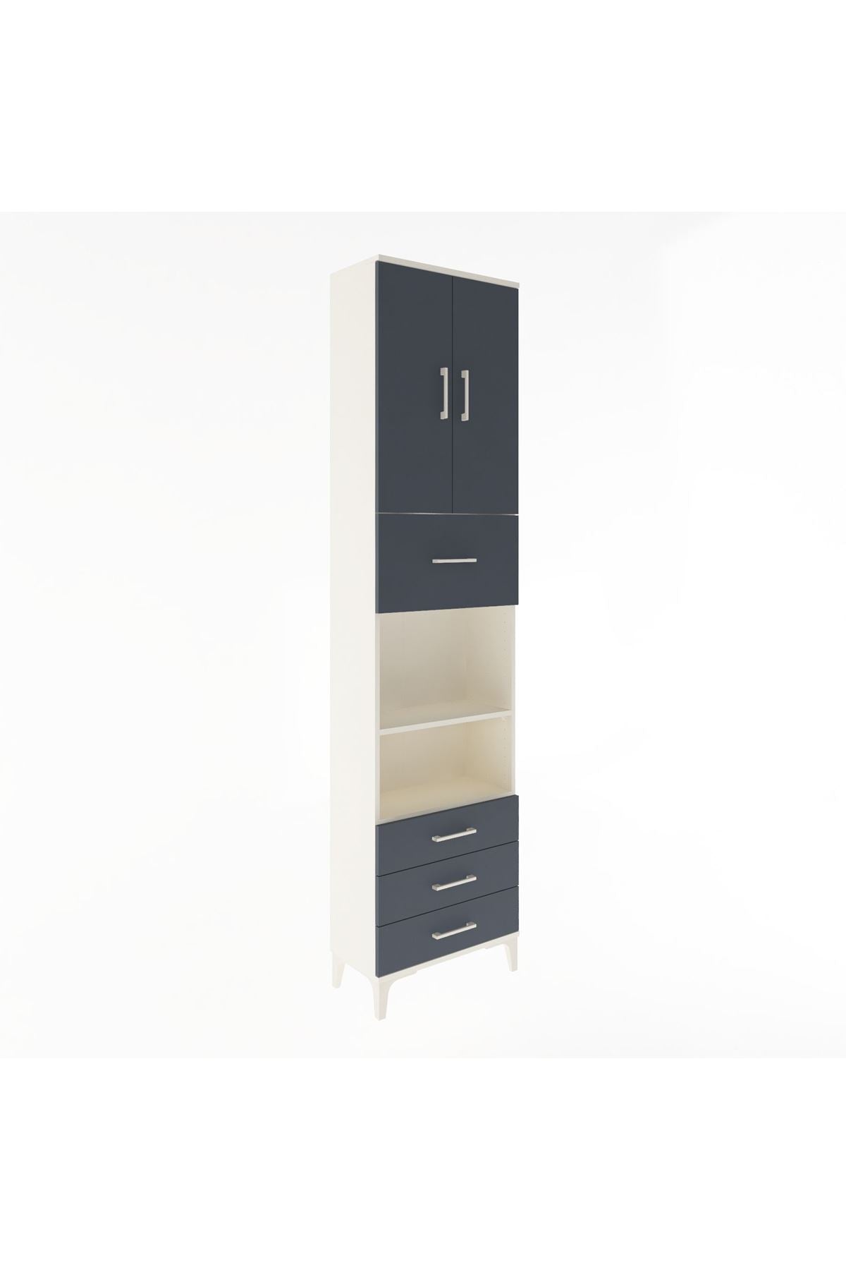 Arges Dolap 4 Raflı 4 Çekmeceli 2 Kapaklı 60x30x243 - S32M039V2A