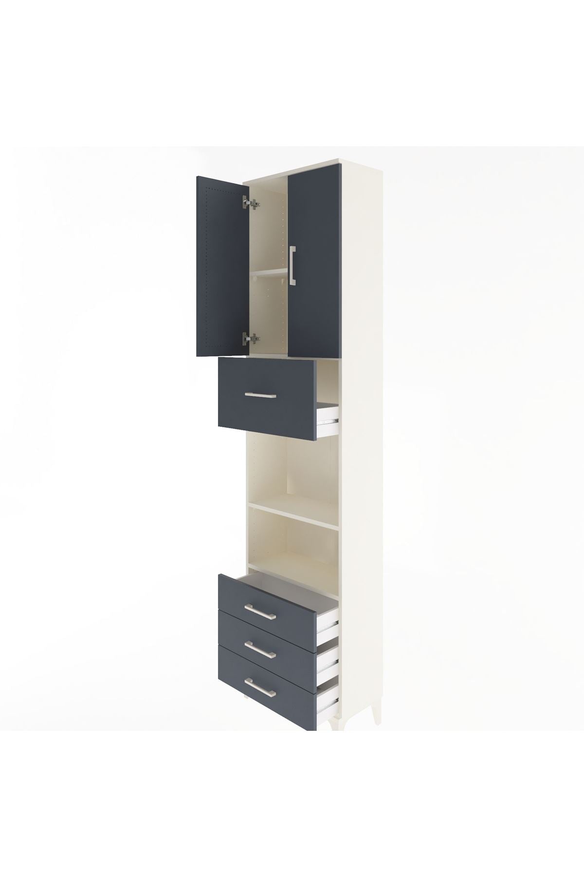 Arges Dolap 4 Raflı 4 Çekmeceli 2 Kapaklı 60x30x243 - S32M039V2A